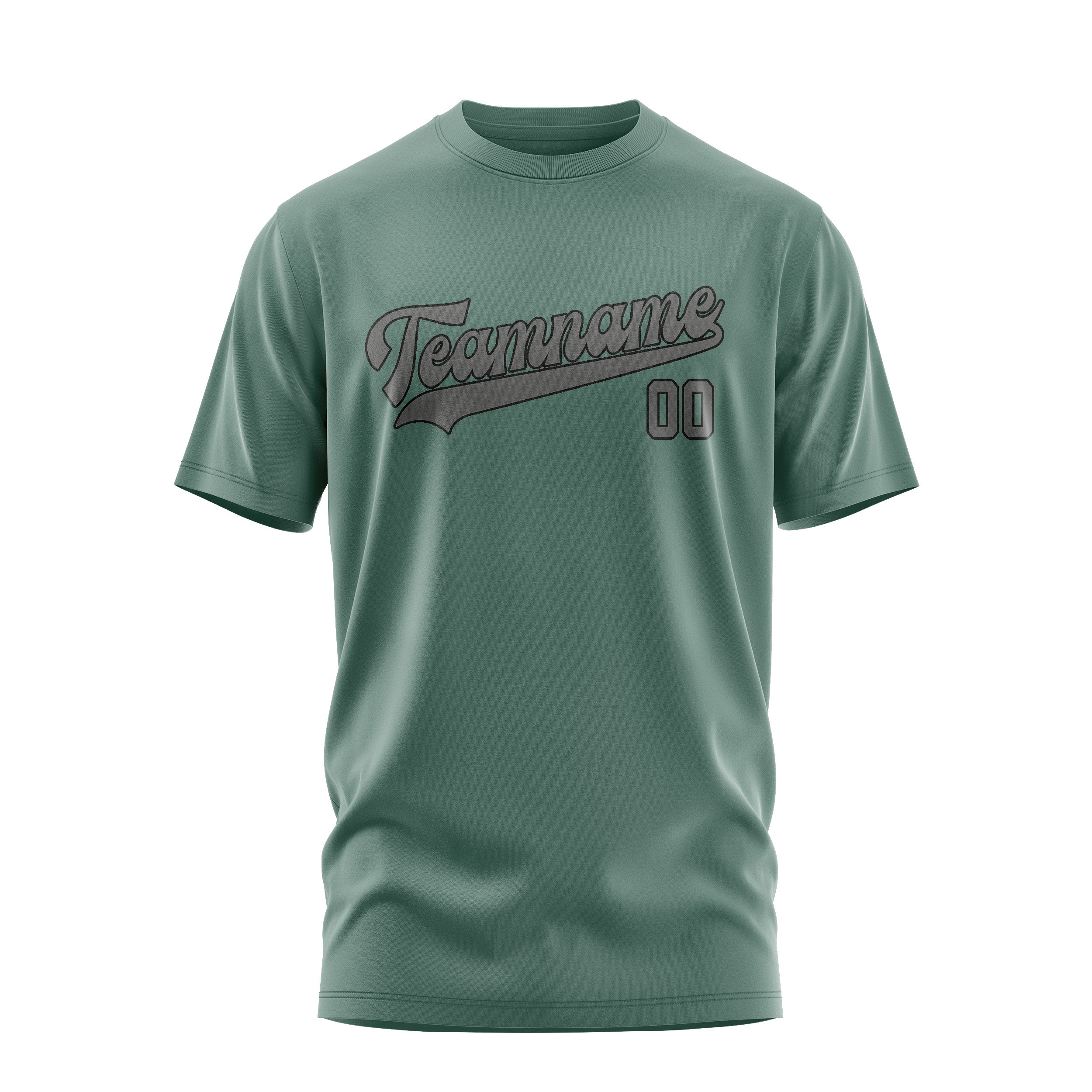 Maßgeschneidertes Blaugrün Dunkelgrau T-Shirt