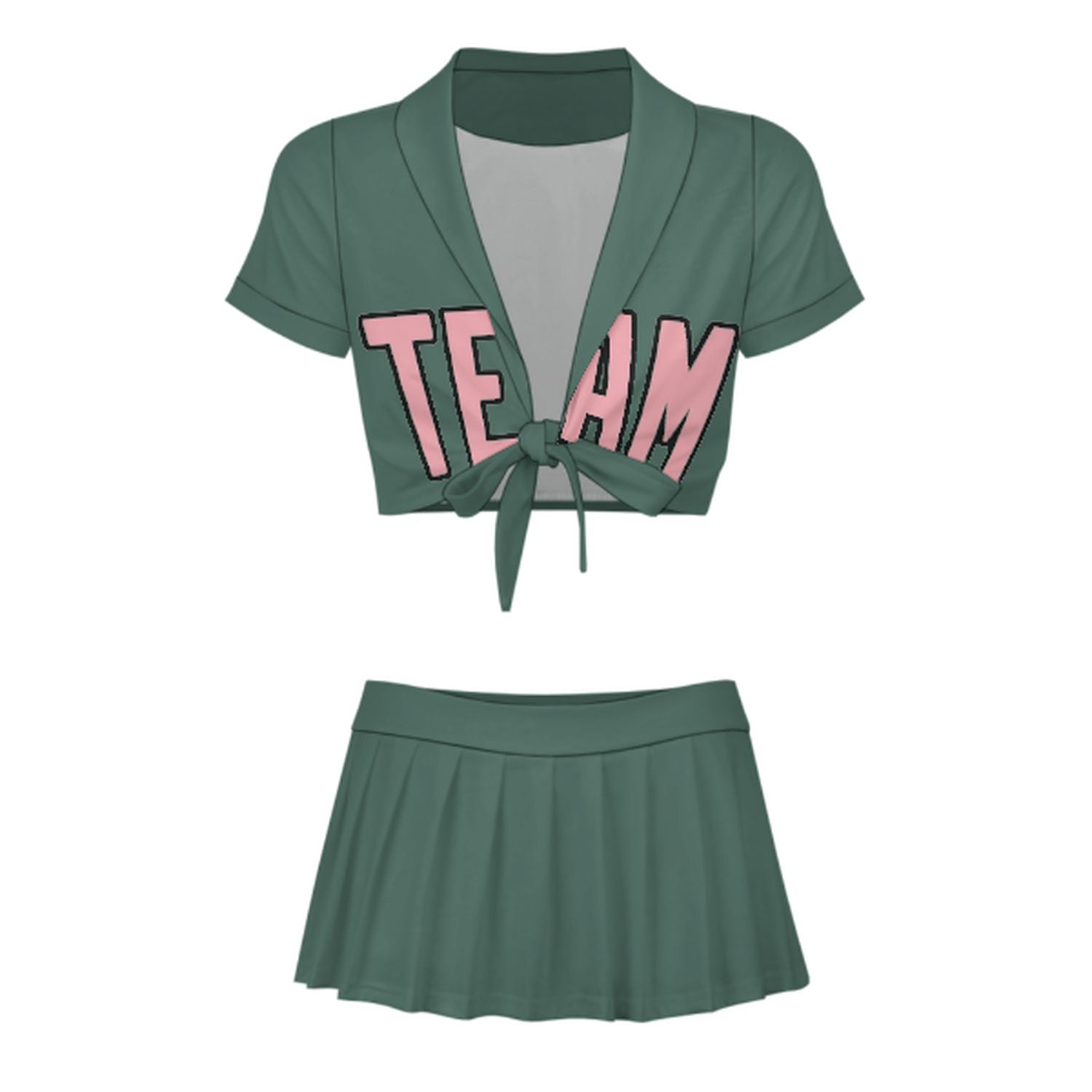 Maßgeschneidertes Blaugrün Rosa Cheerleader Outfit Set