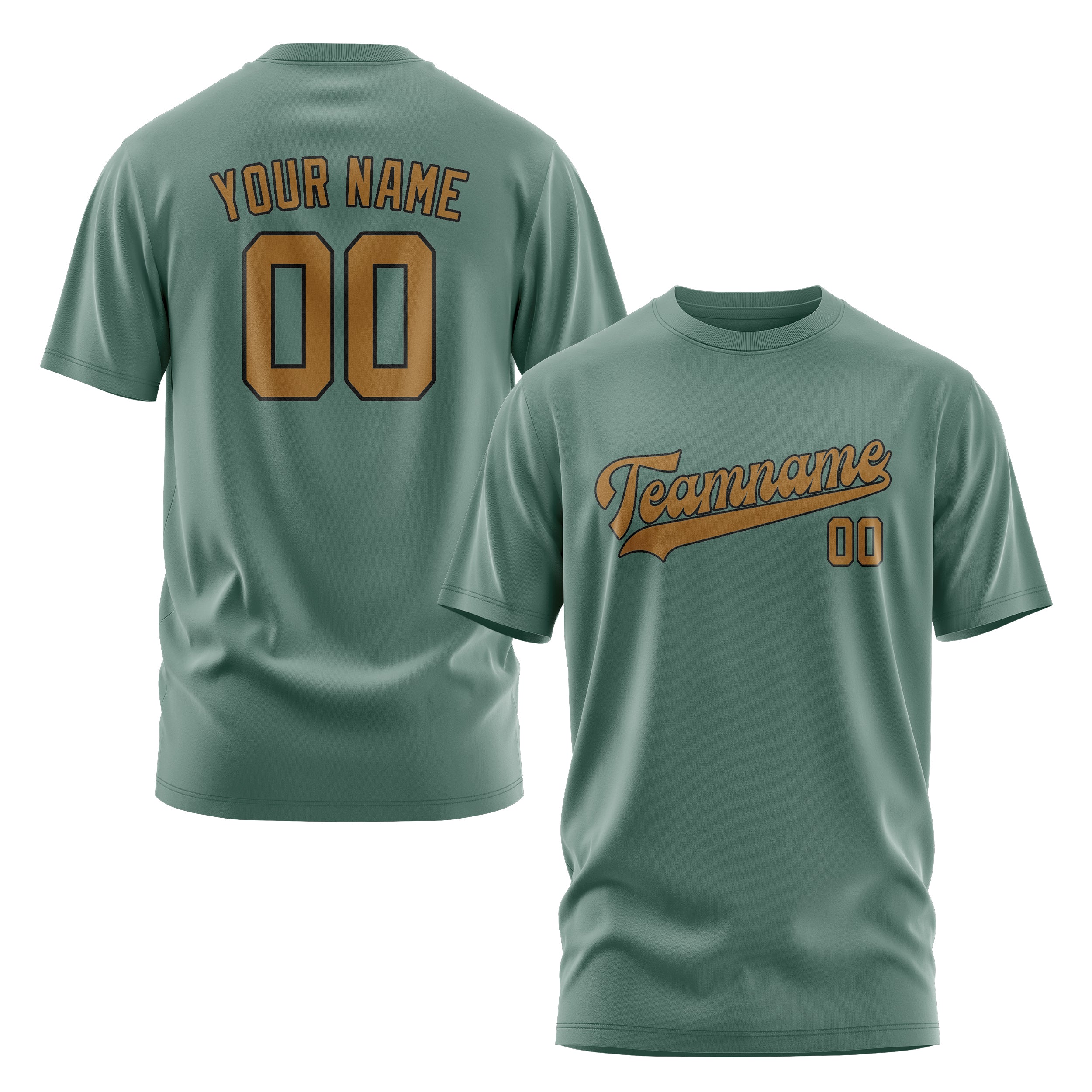 Maßgeschneidertes Blaugrün Khaki T-Shirt