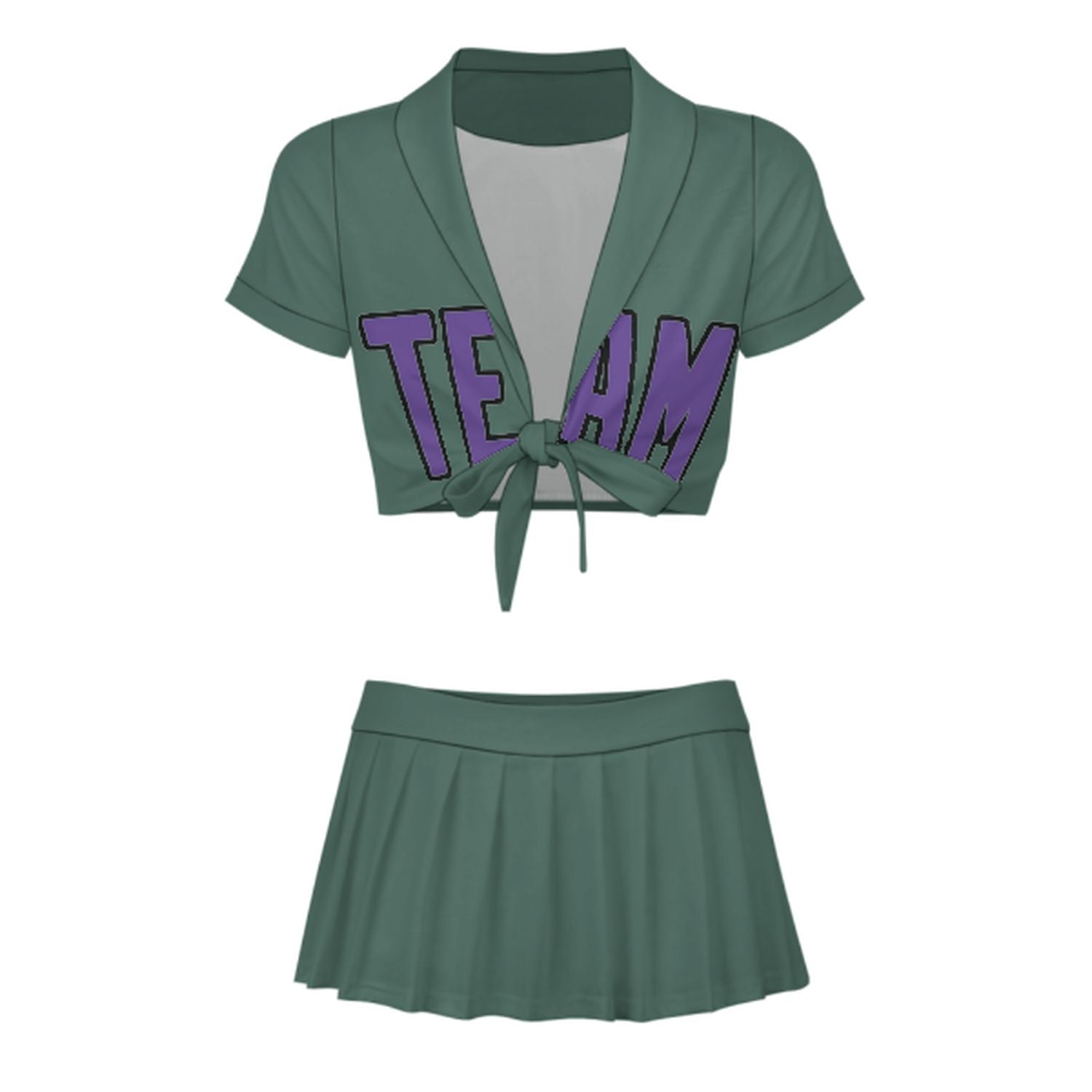 Maßgeschneidertes Blaugrün Lavendel Cheerleader Outfit Set