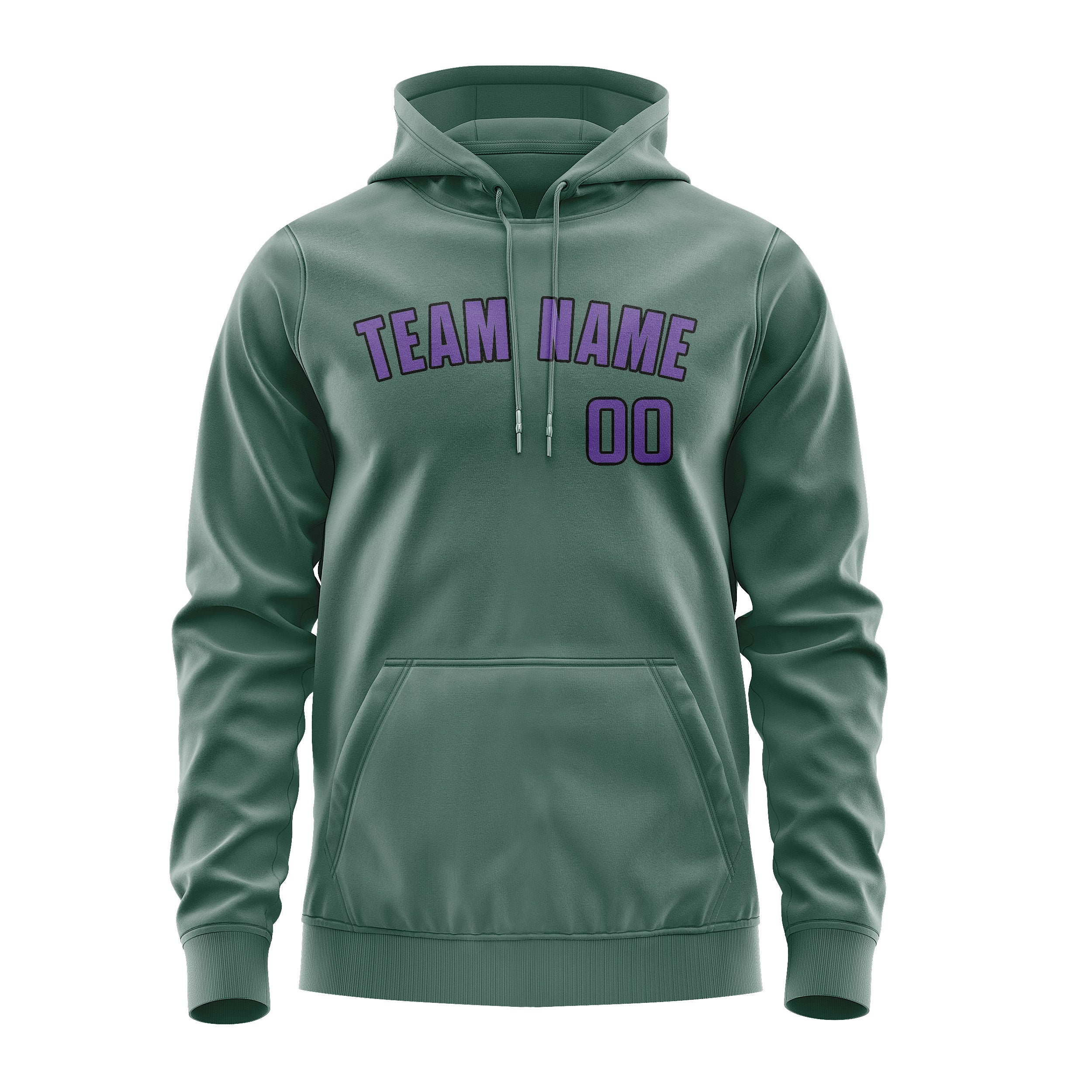 Felpa con cappuccio personalizzata color verde acqua e lavanda