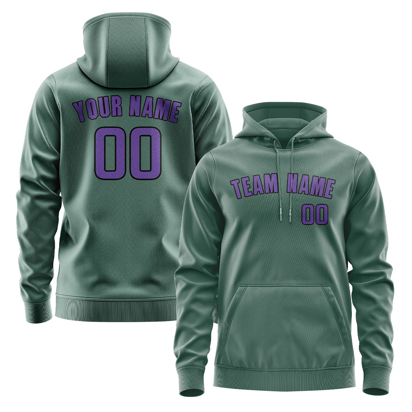 Felpa con cappuccio personalizzata color verde acqua e lavanda