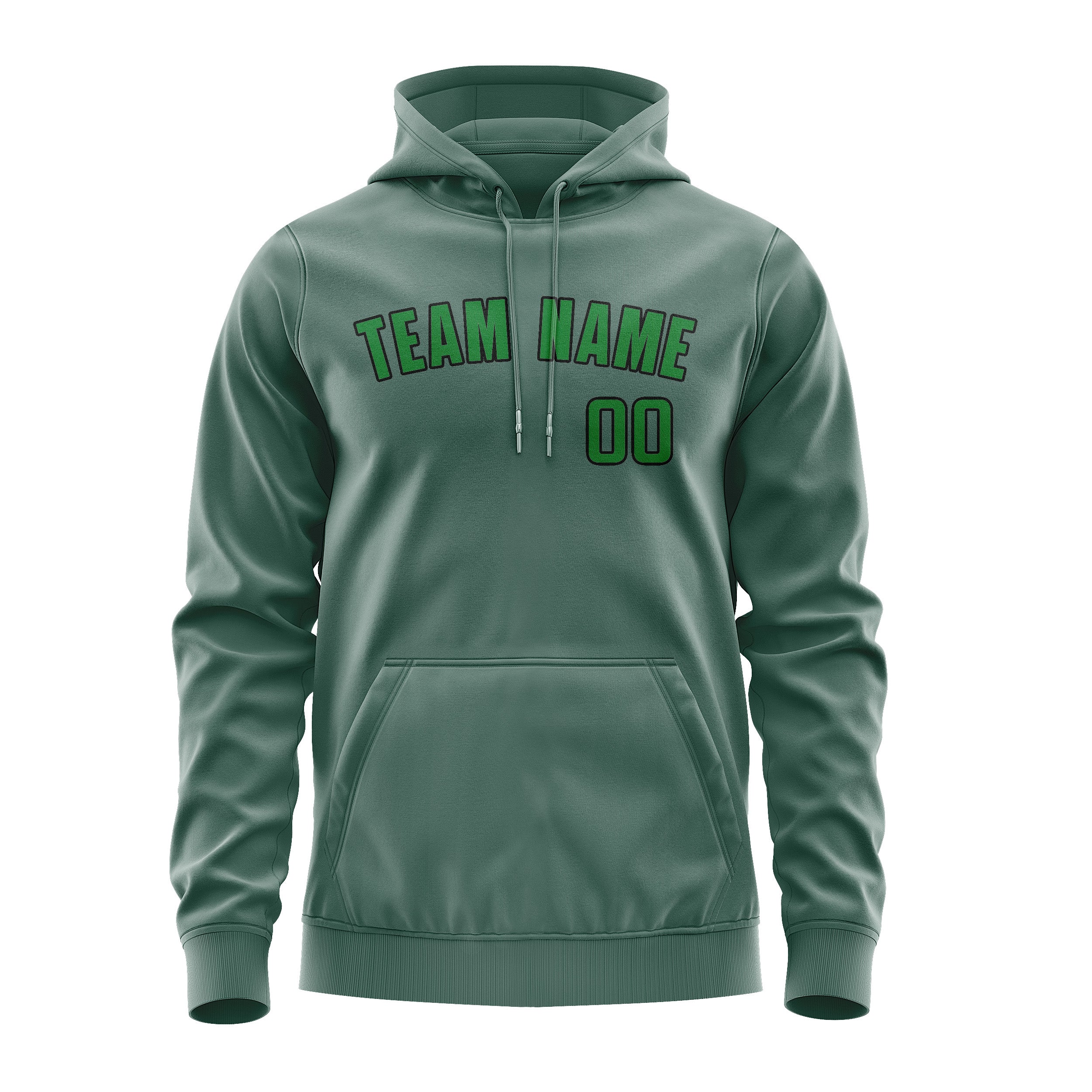 Felpa con cappuccio personalizzata verde acqua e smeraldo
