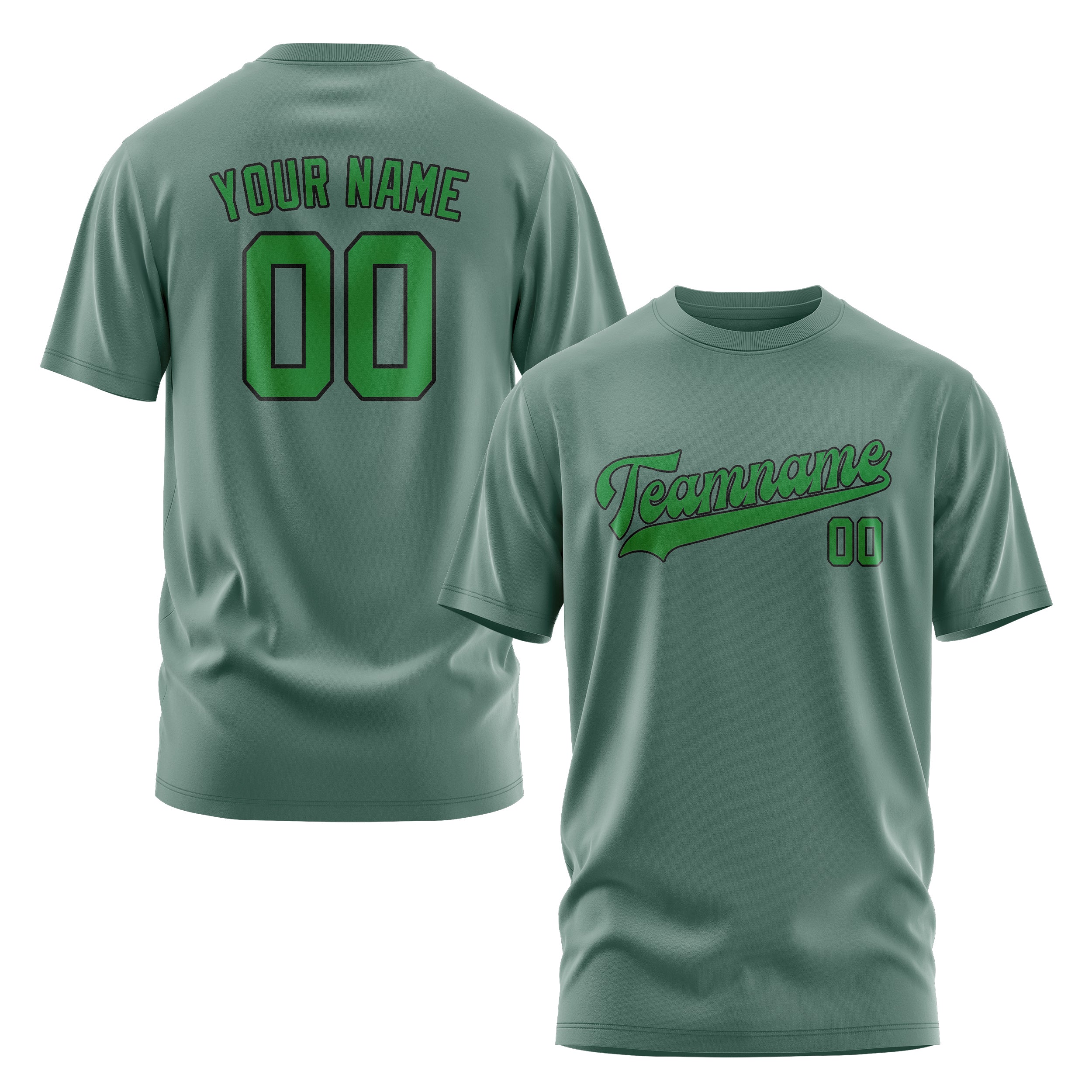 Maßgeschneidertes Blaugrün Smaragdgrün T-Shirt