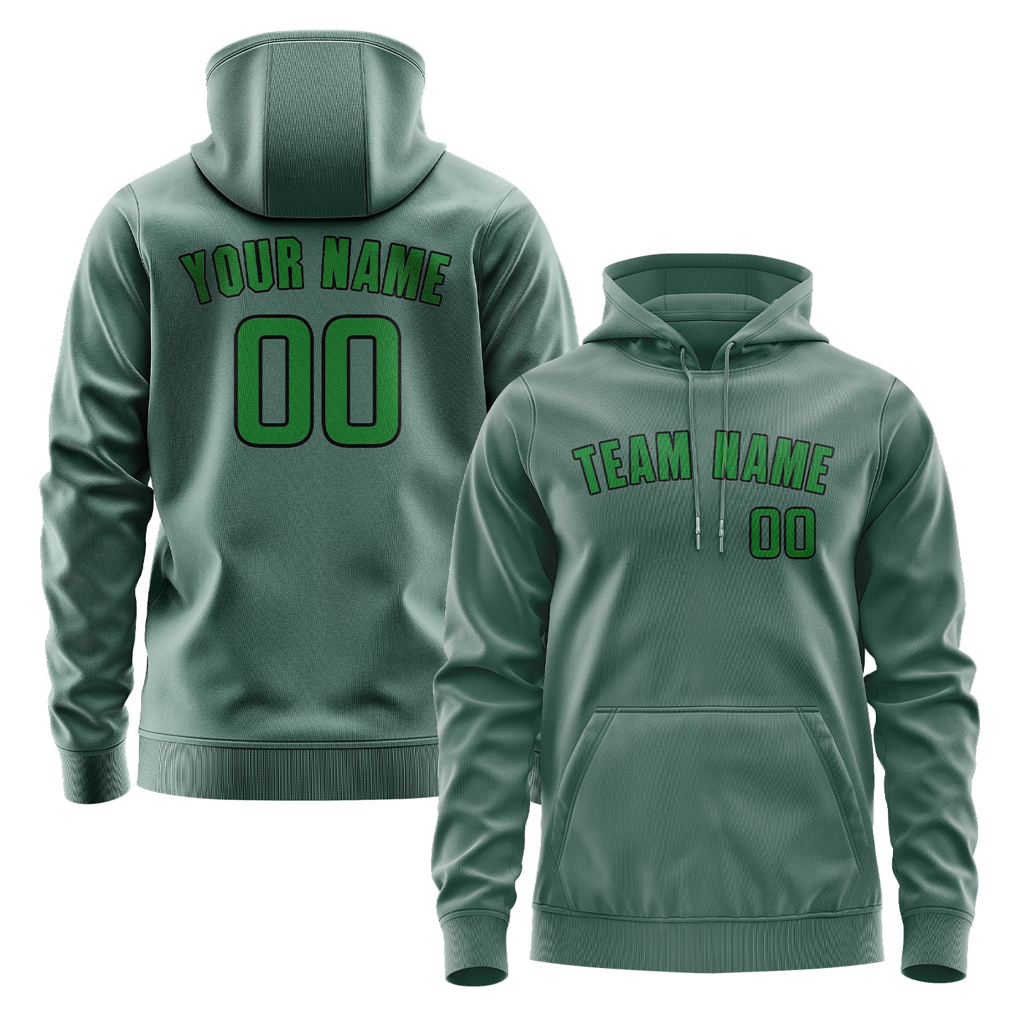 Felpa con cappuccio personalizzata verde acqua e smeraldo