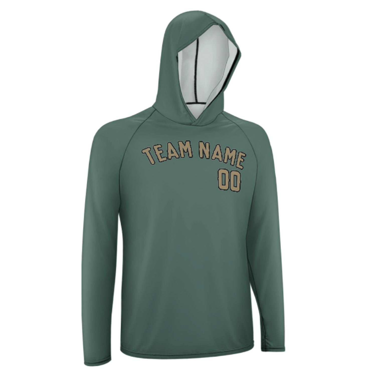 Na míru na míru modro-zelené Hellkhaki UV-Hoodie