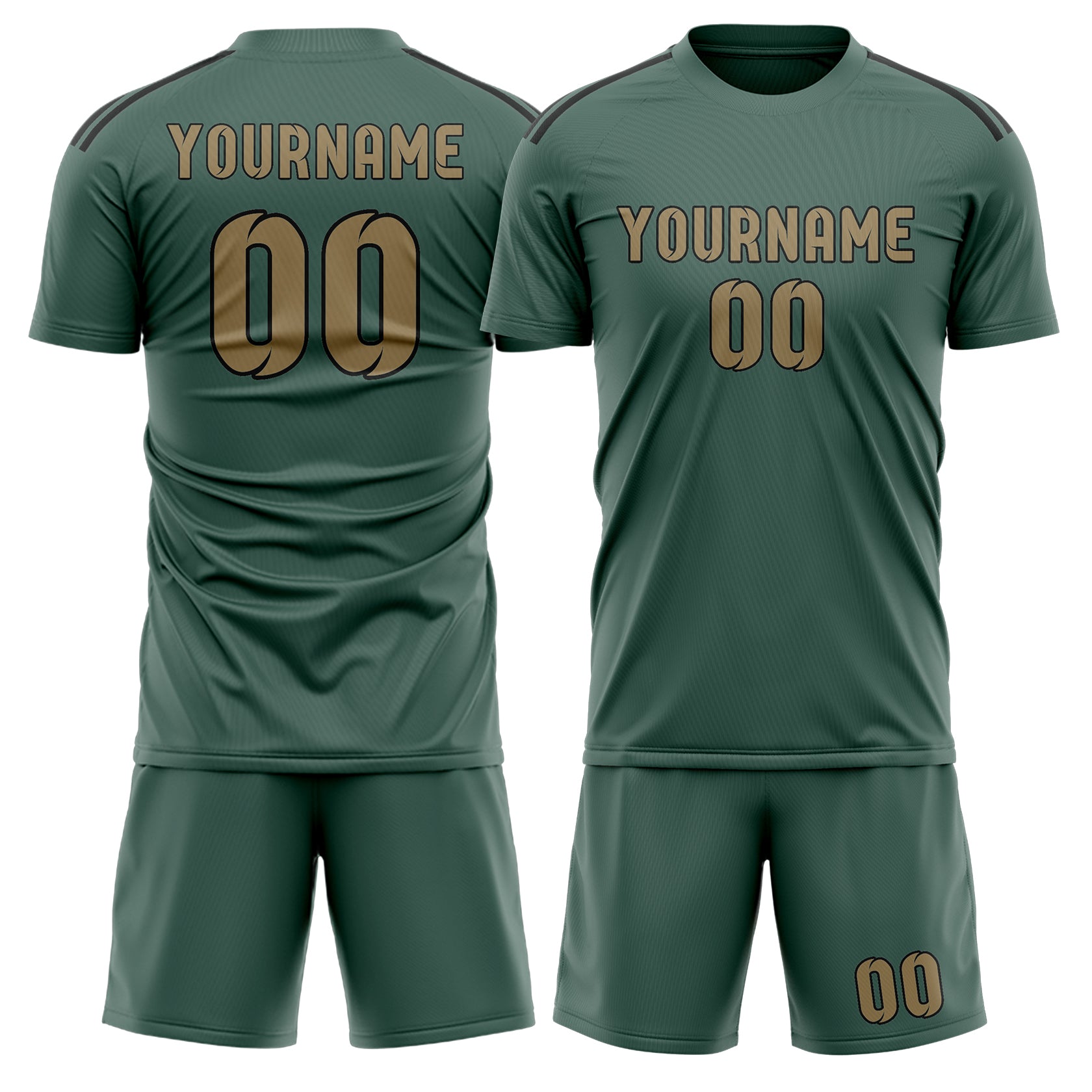 Maßgeschneidertes Professionelles Blaugrün Hellkhaki Fußballtrikot-Set