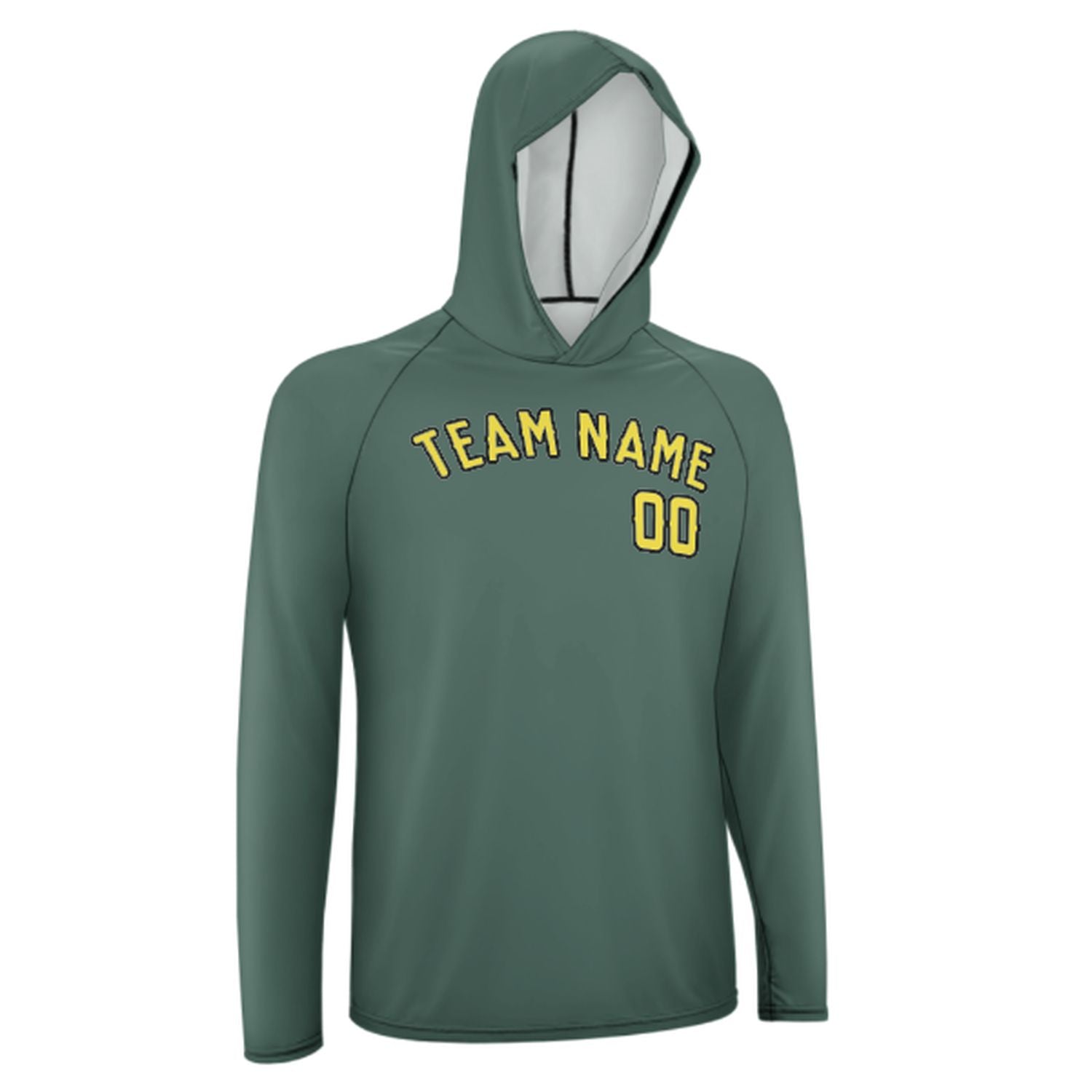 Na míru na míru modro-zelené bledě žluté UV-hoodie