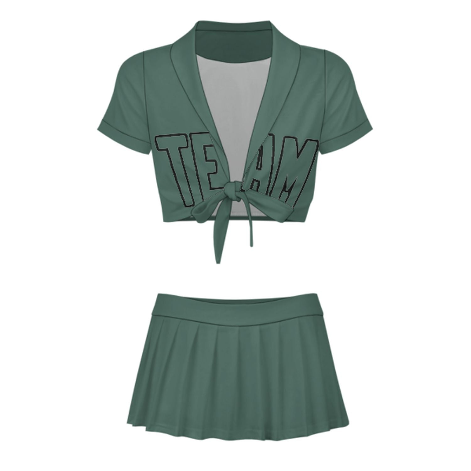 Maßgeschneidertes Blaugrün Blaugrün Cheerleader Outfit Set