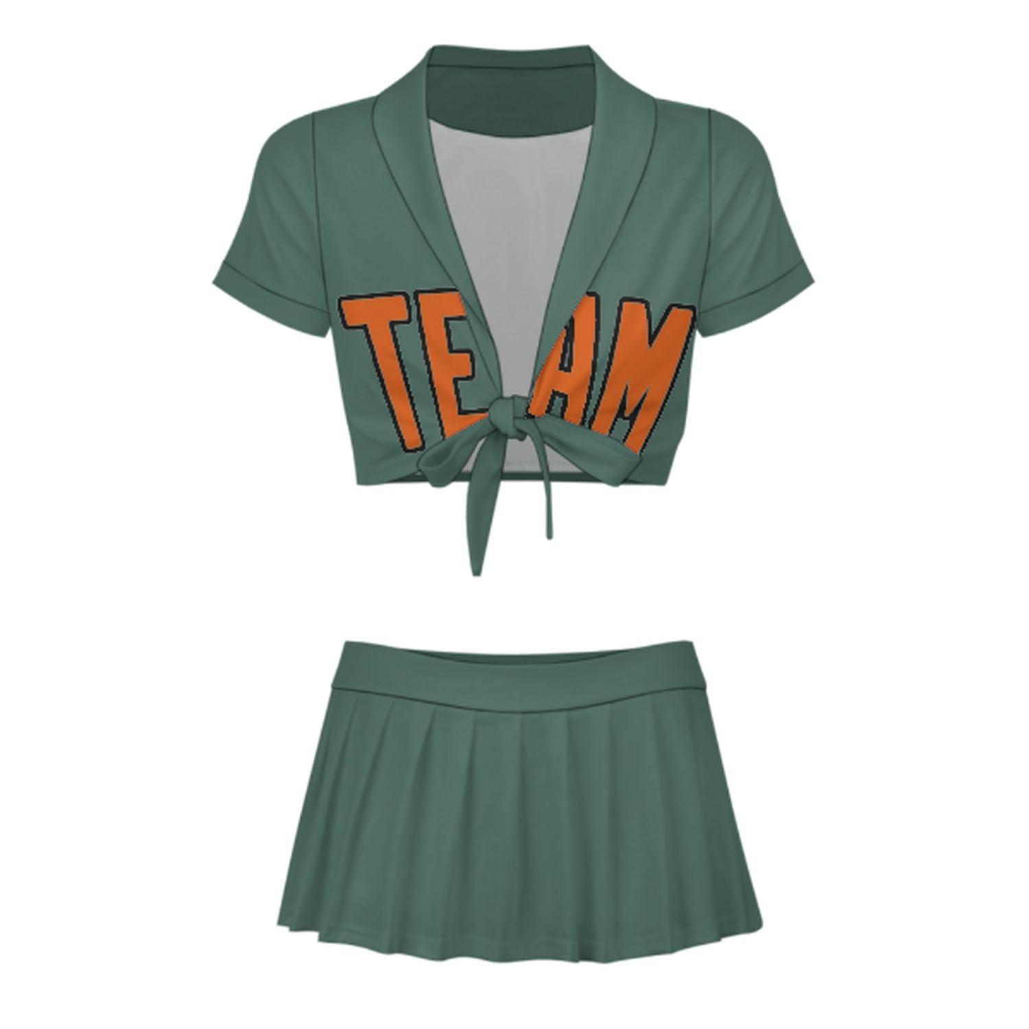Maßgeschneidertes Blaugrün Orange Cheerleader Outfit Set