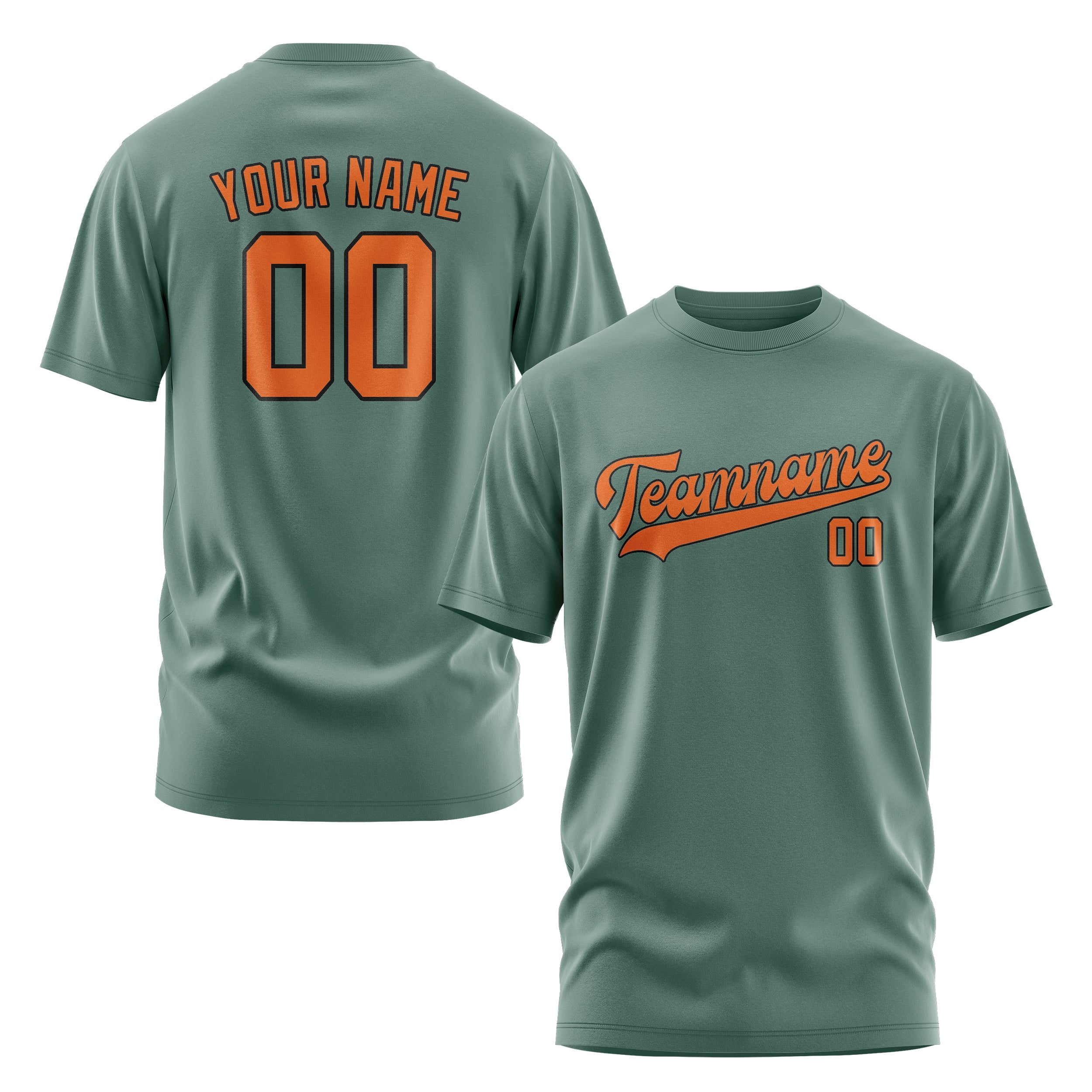 Maßgeschneidertes Blaugrün Orange T-Shirt