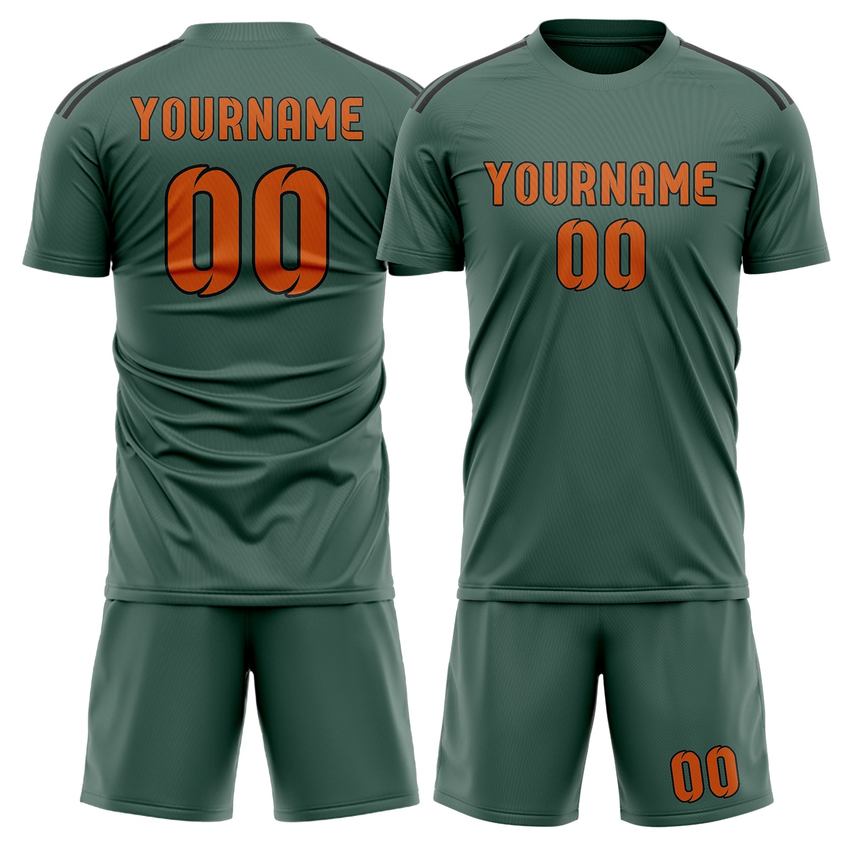 Maßgeschneidertes Professionelles Blaugrün Orange Fußballtrikot-Set