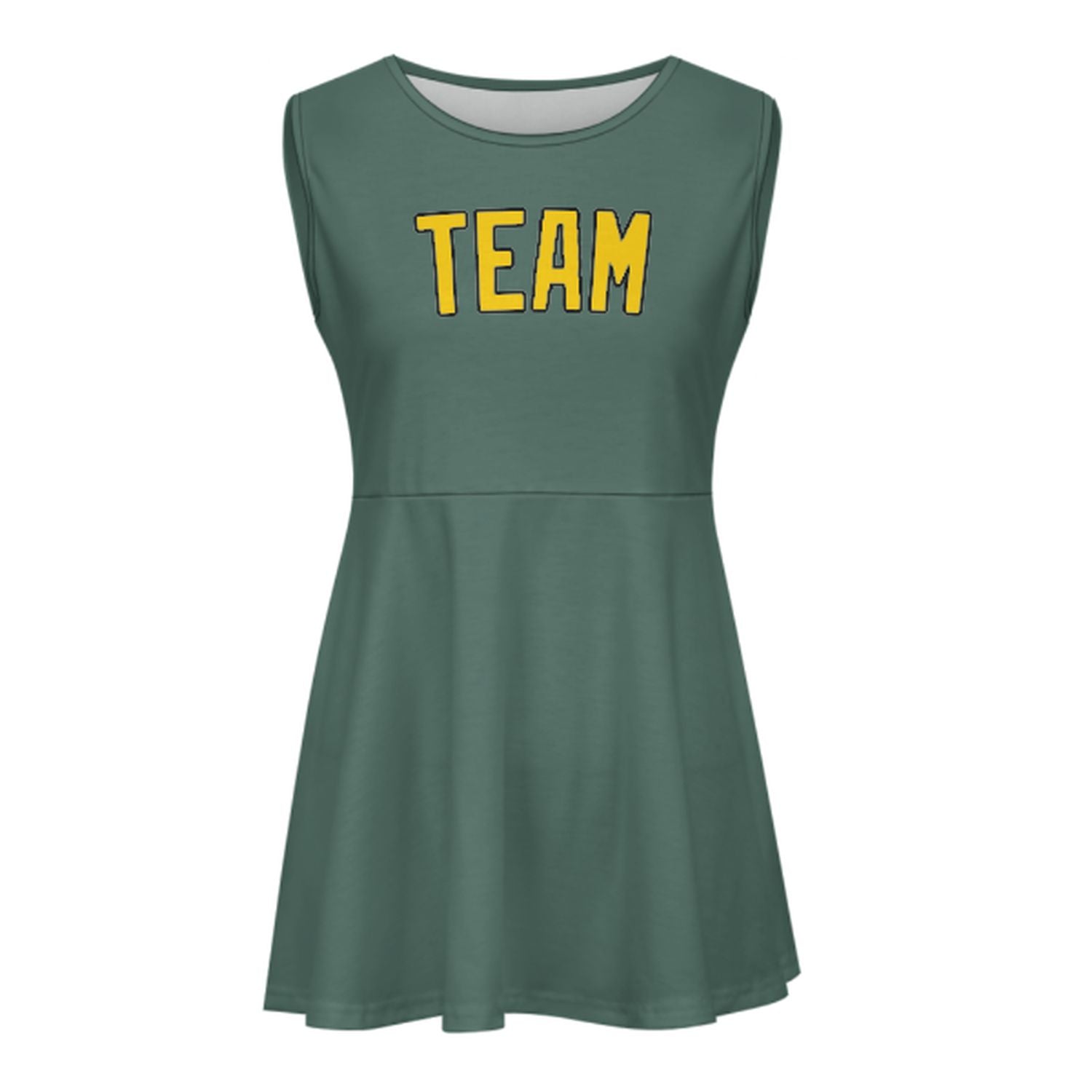 Abito da cheerleader personalizzato color verde acqua e oro