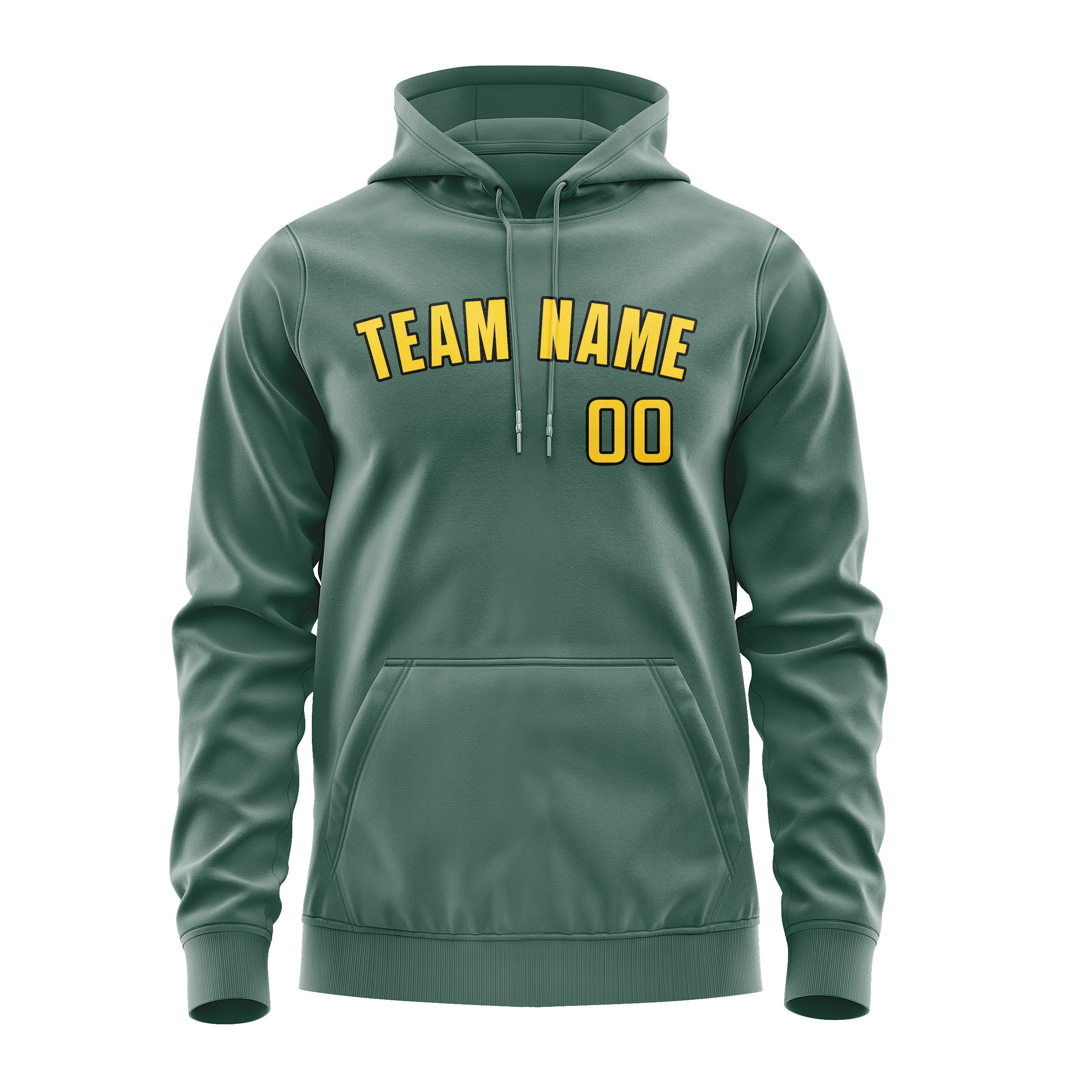 Felpa con cappuccio personalizzata color verde acqua e oro