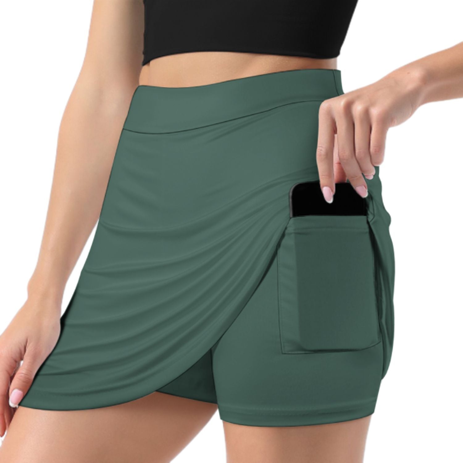 Gonna-pantalone su misura a trapezio bianco-verde acqua