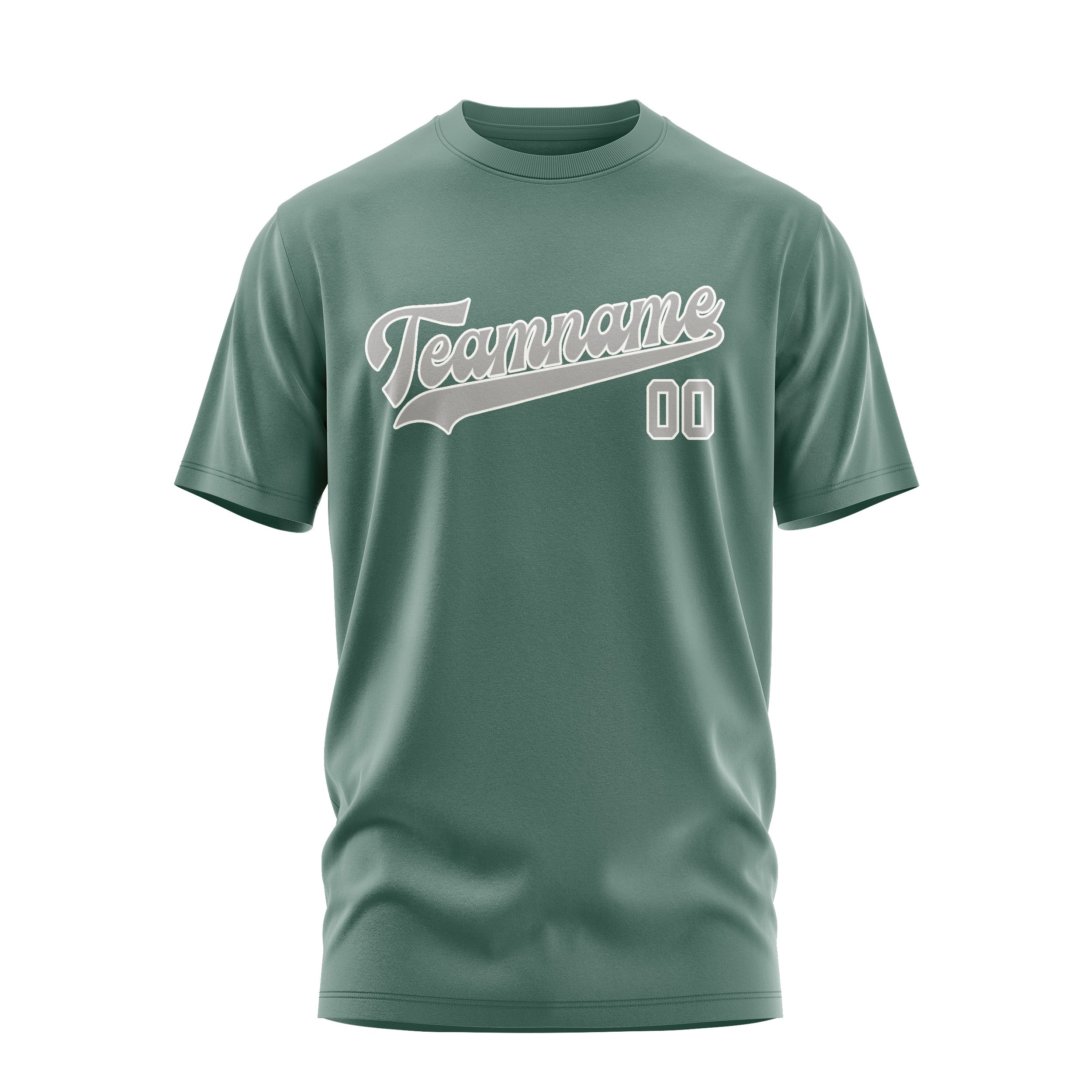 Maßgeschneidertes Blaugrün Grau T-Shirt