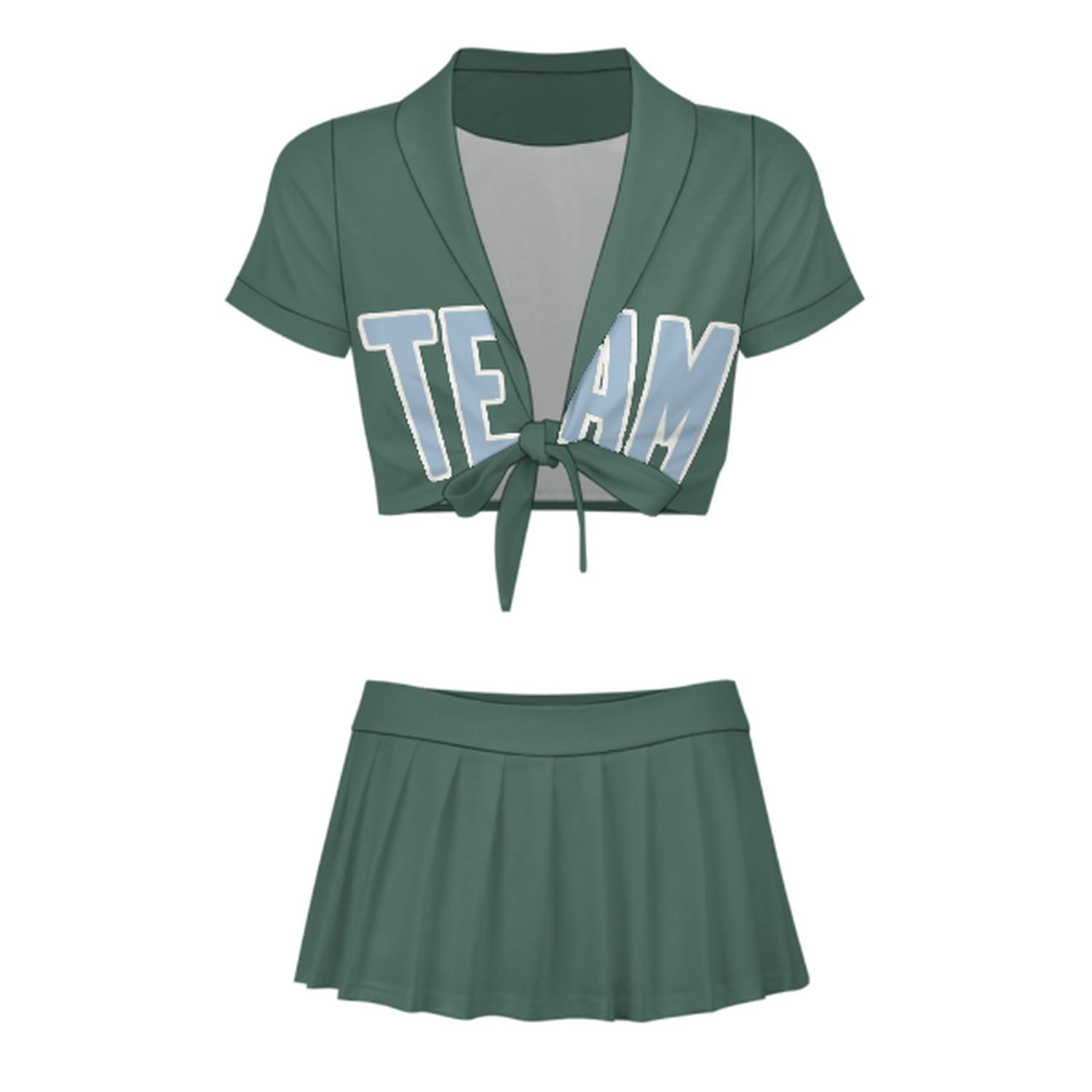 Maßgeschneidertes Blaugrün Hellblau Cheerleader Outfit Set
