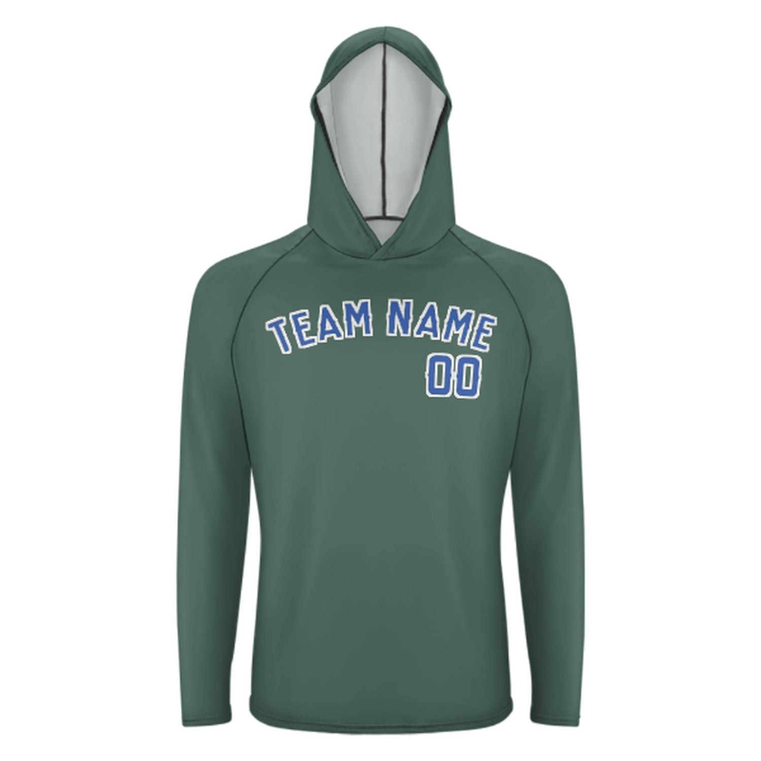 Na míru na míru modro-zelená modrá uv-hoodie