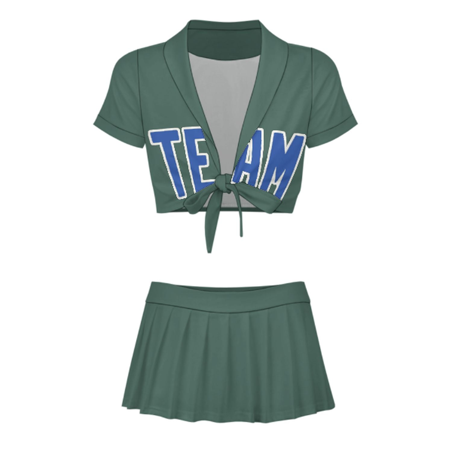 Maßgeschneidertes Blaugrün Himmelblau Cheerleader Outfit Set