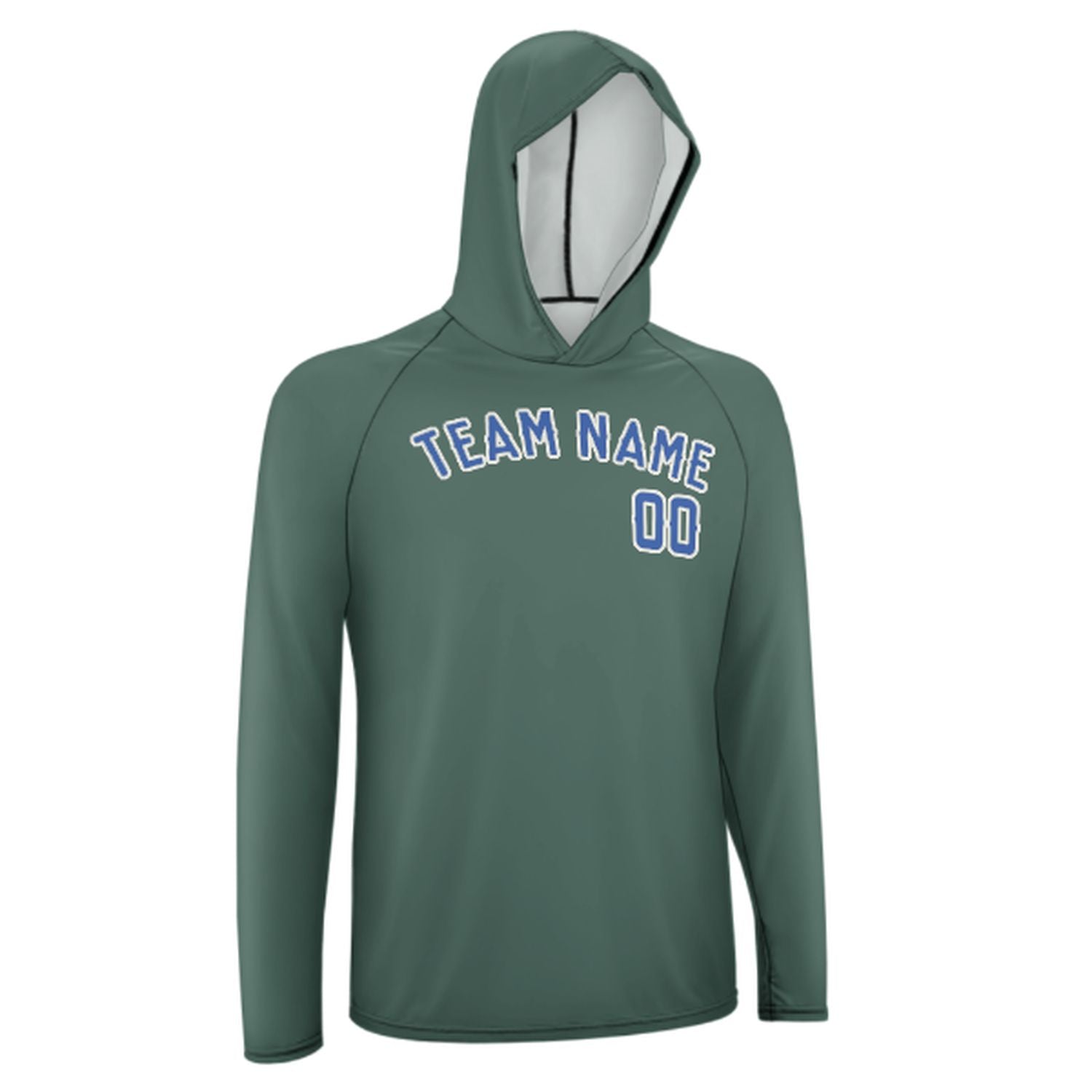 Na míru na míru modro-zelená modrá uv-hoodie