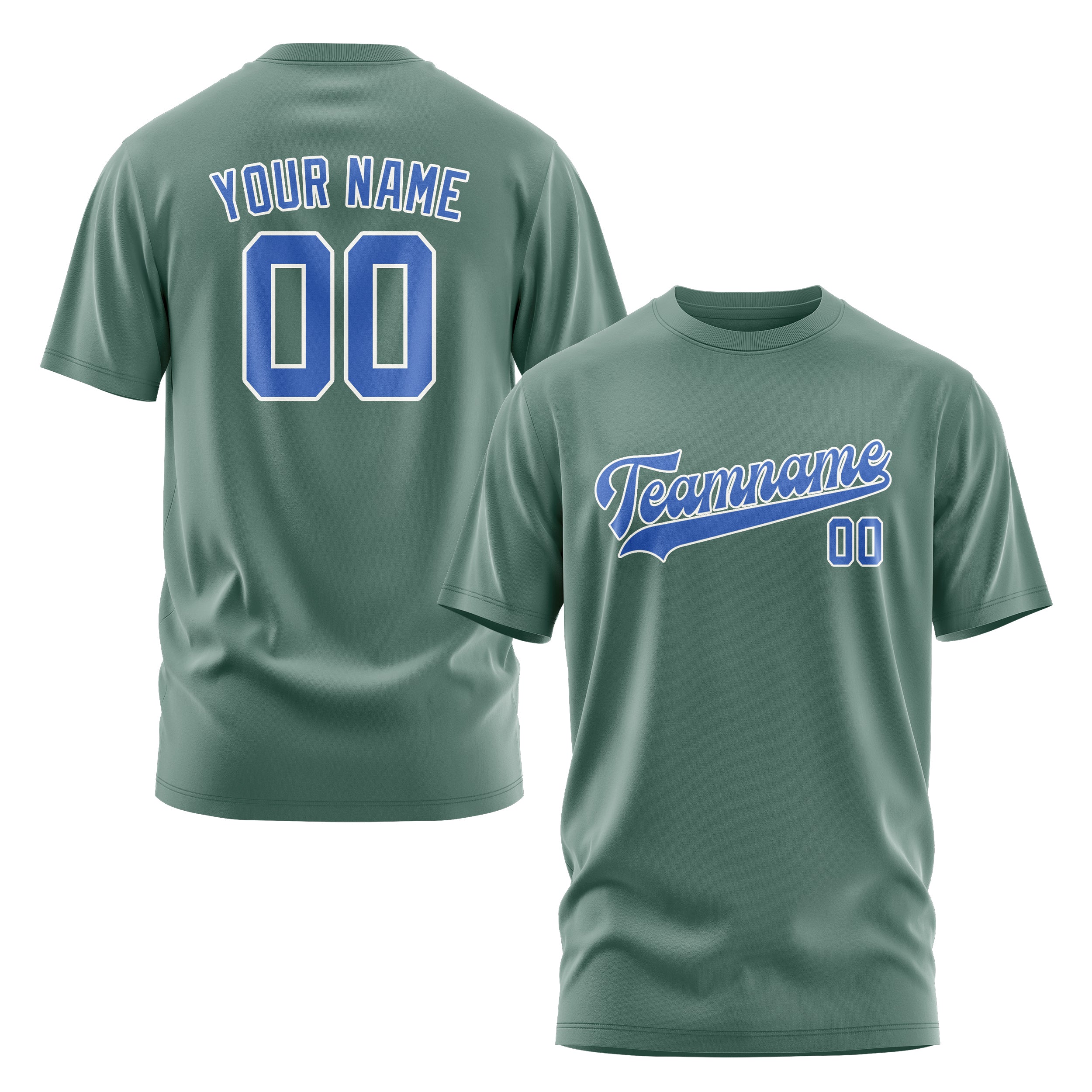 Maßgeschneidertes Blaugrün Himmelblau T-Shirt