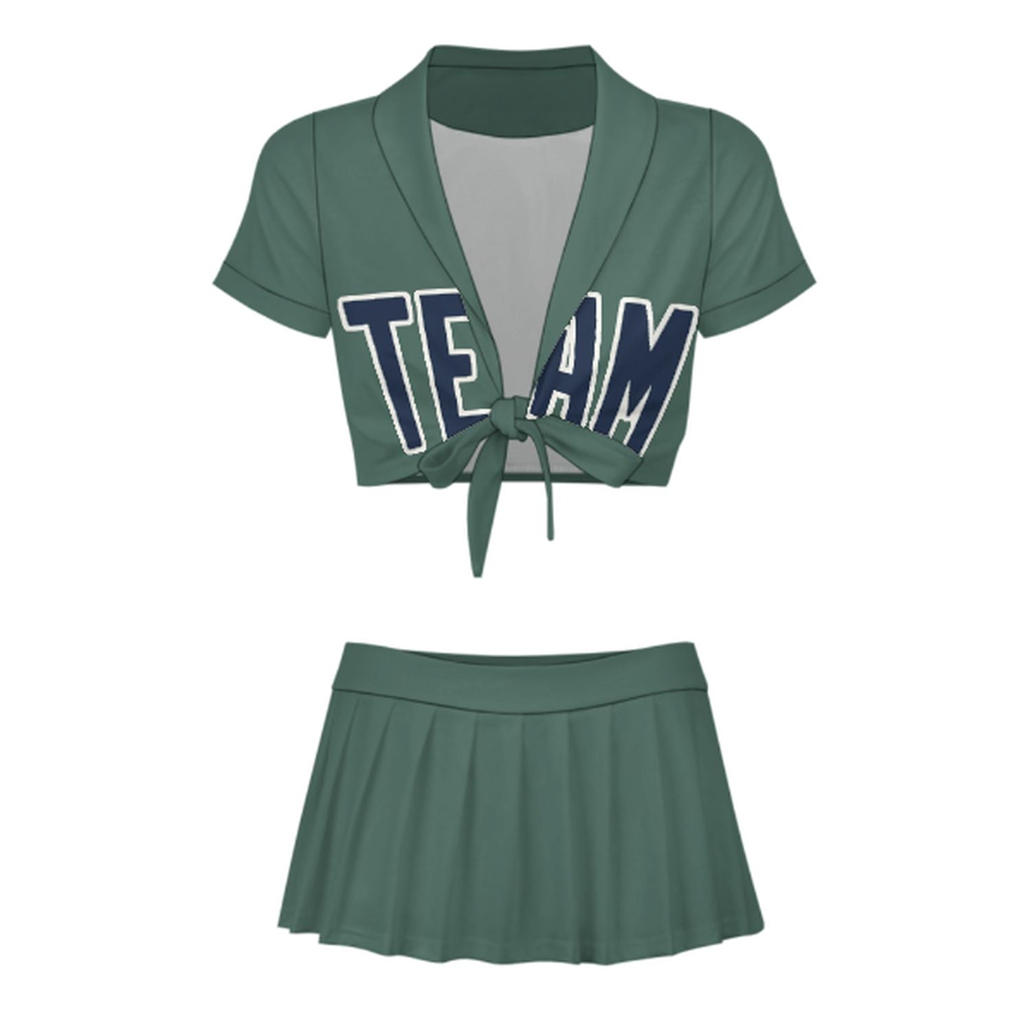 Maßgeschneidertes Blaugrün Marineblau Cheerleader Outfit Set