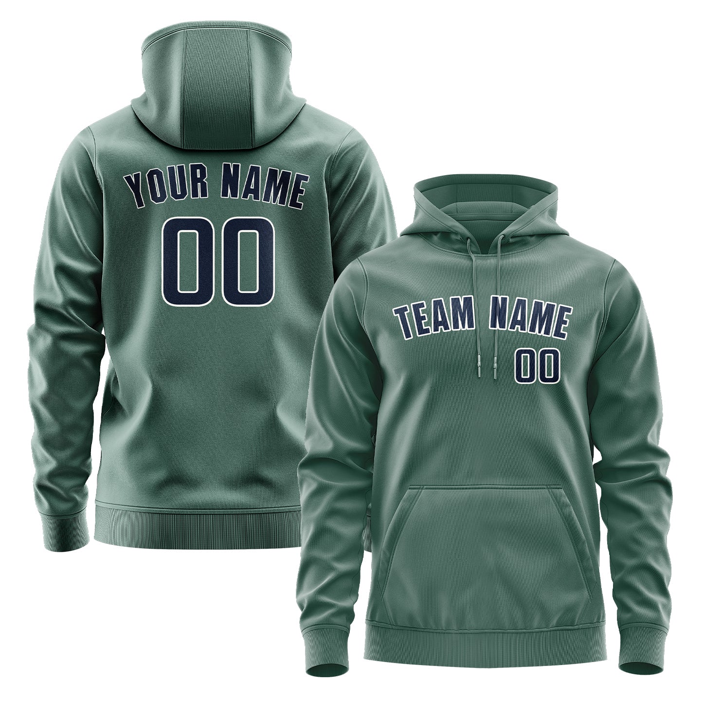 Felpa con cappuccio blu navy e verde acqua su misura