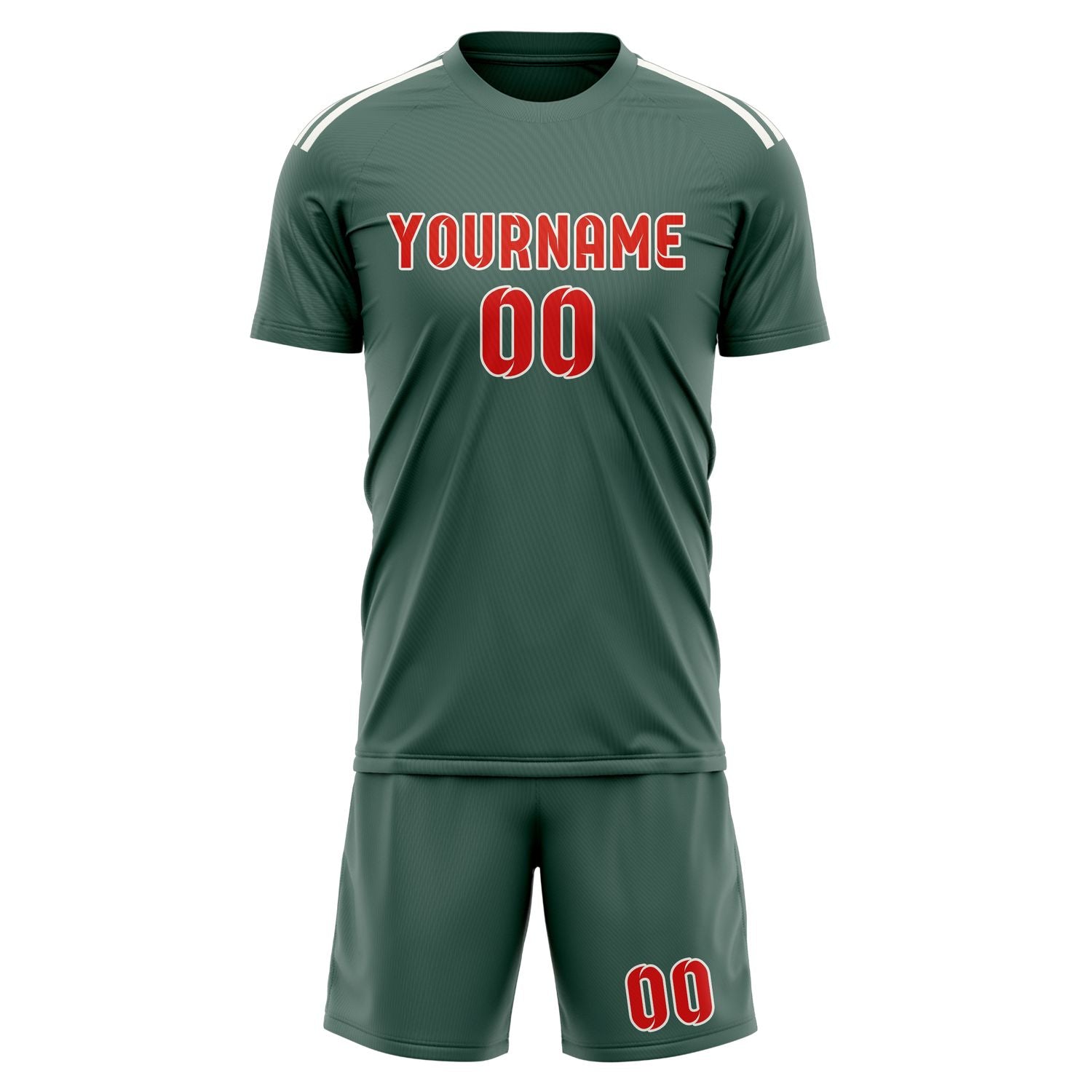 Maßgeschneidertes Professionelles Blaugrün Orangerot Fußballtrikot-Set