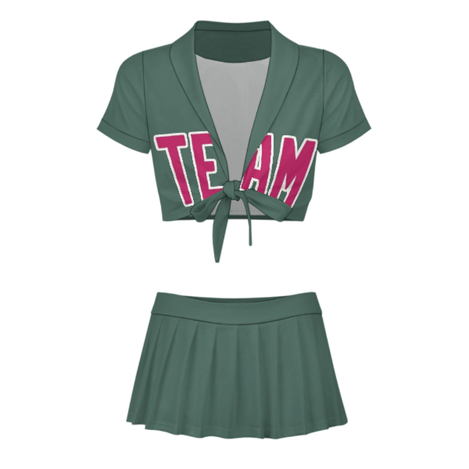 Maßgeschneidertes Blaugrün Rosarot Cheerleader Outfit Set