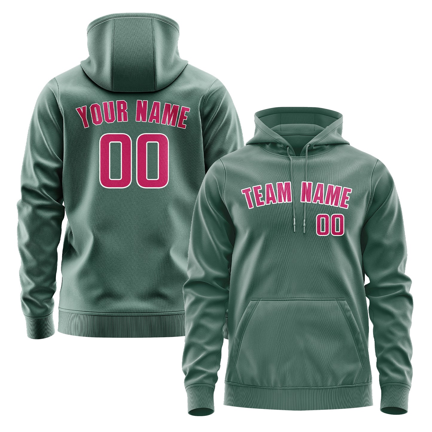 Felpa con cappuccio rosa turchese personalizzata