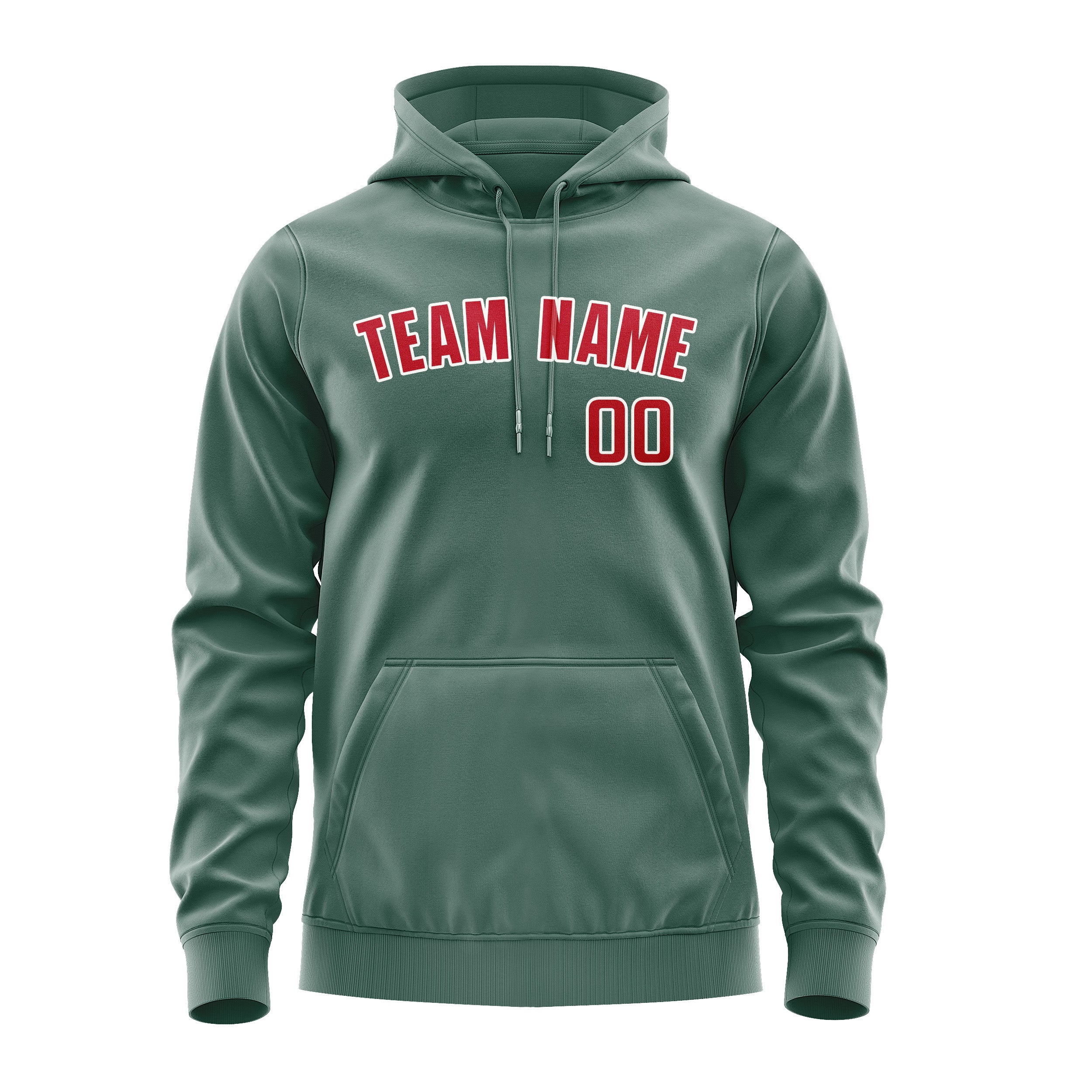 Felpa con cappuccio personalizzata rosso-verde acqua