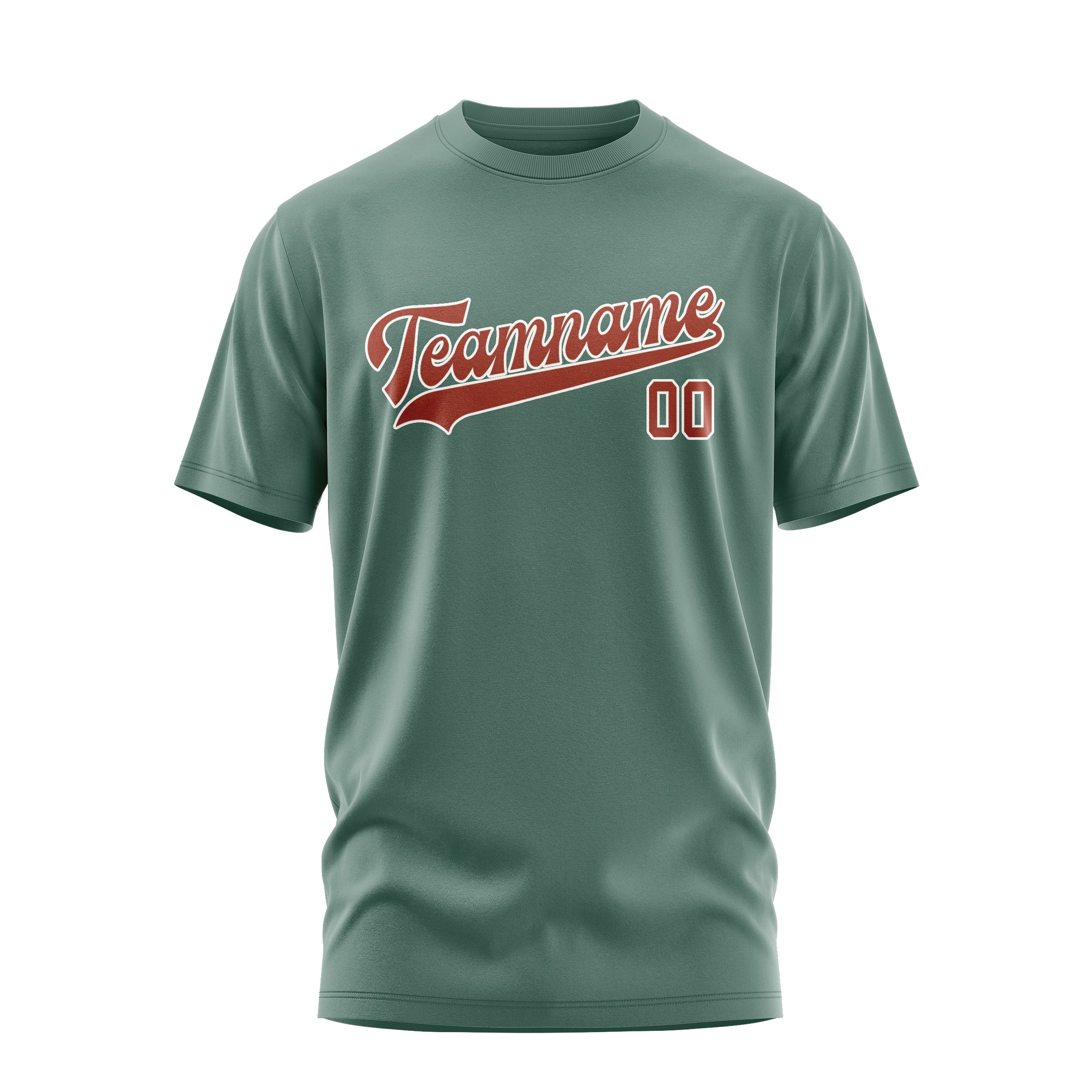 Maßgeschneidertes Blaugrün Korallenrot T-Shirt