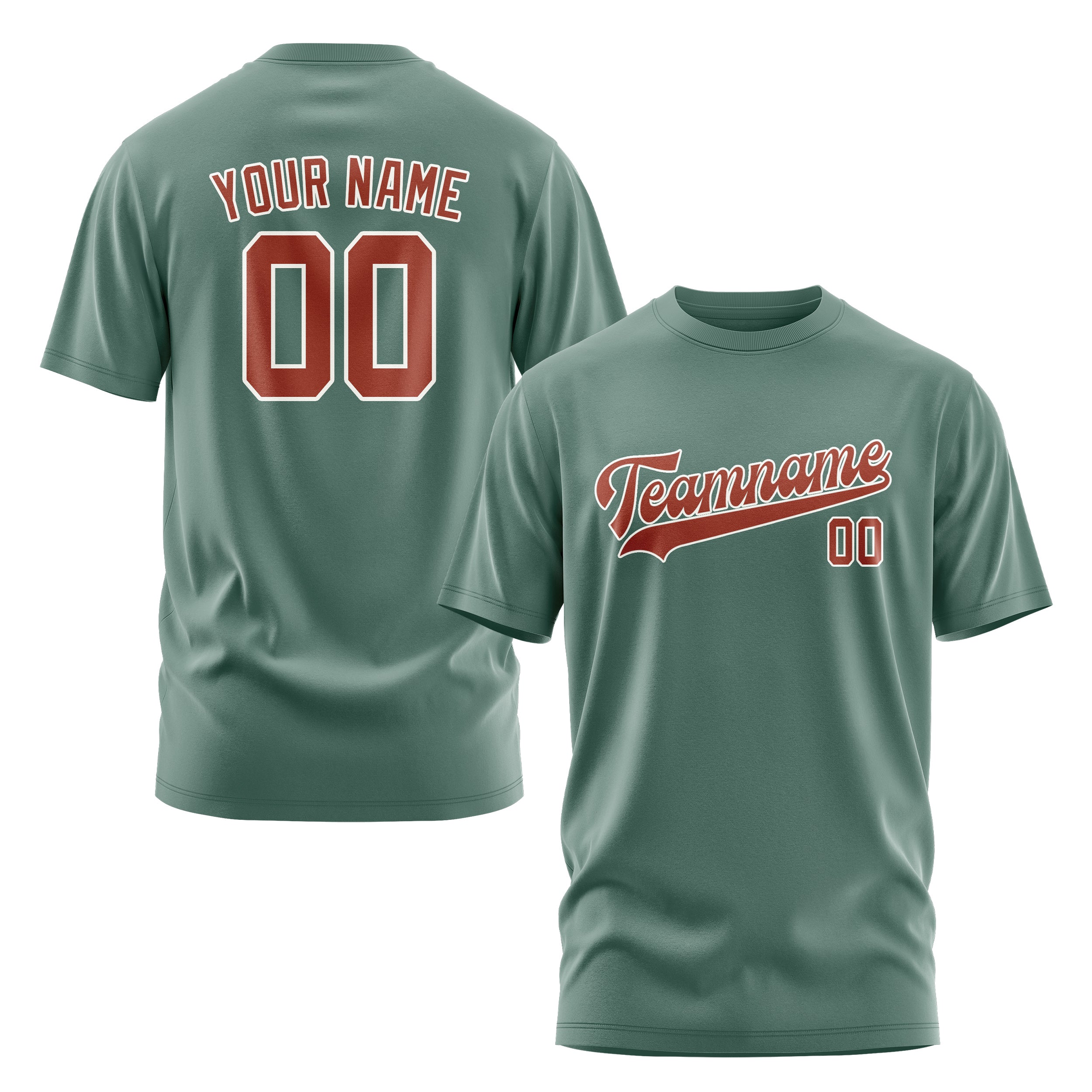 Maßgeschneidertes Blaugrün Korallenrot T-Shirt