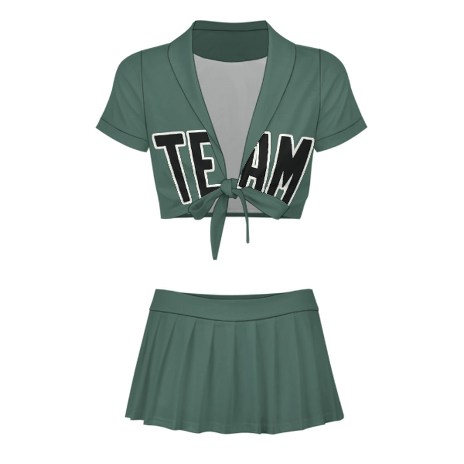 Maßgeschneidertes Blaugrün Schwarz Cheerleader Outfit Set