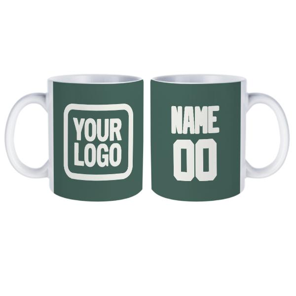 Tazza bianca e verde acqua personalizzata