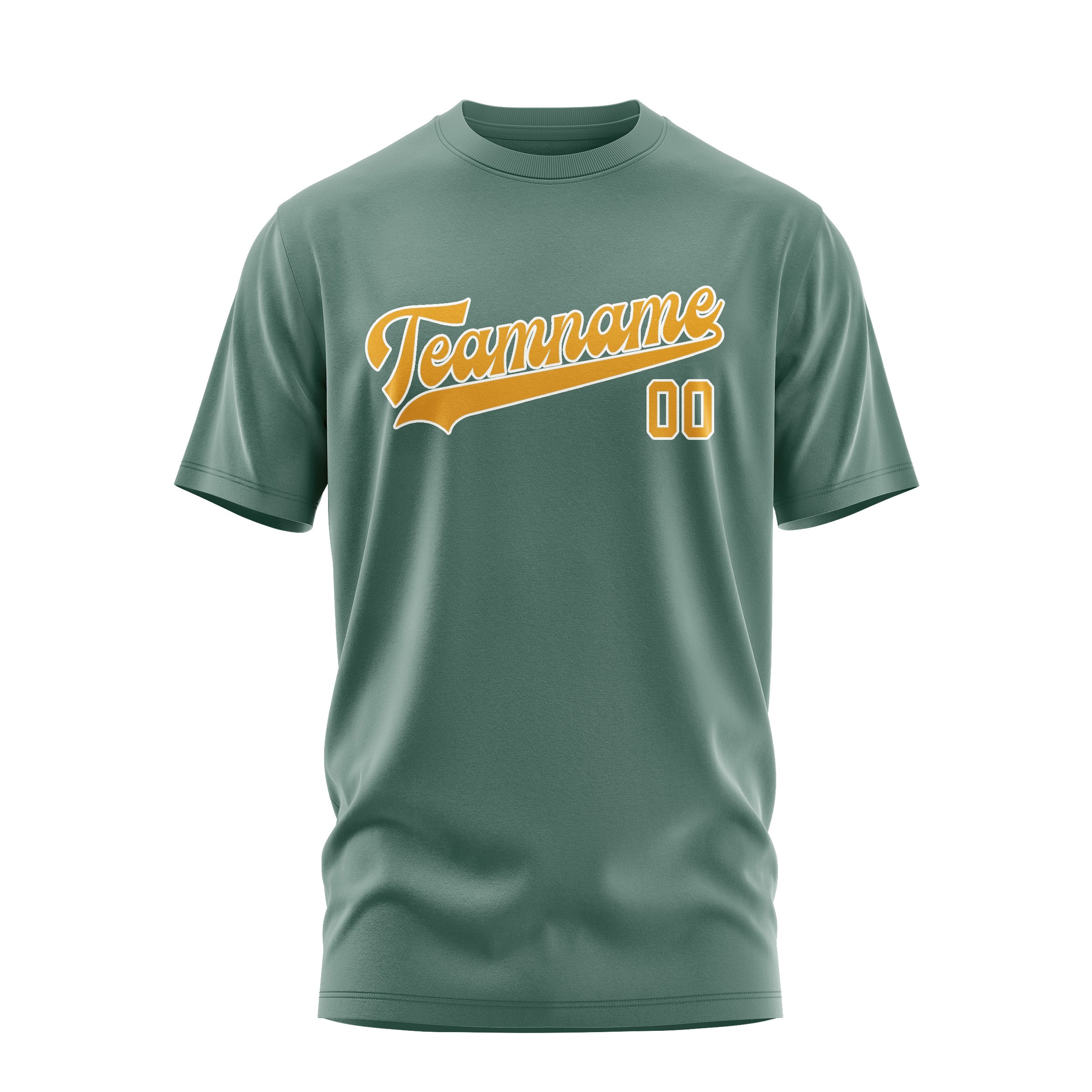 Maßgeschneidertes Blaugrün Gelb T-Shirt