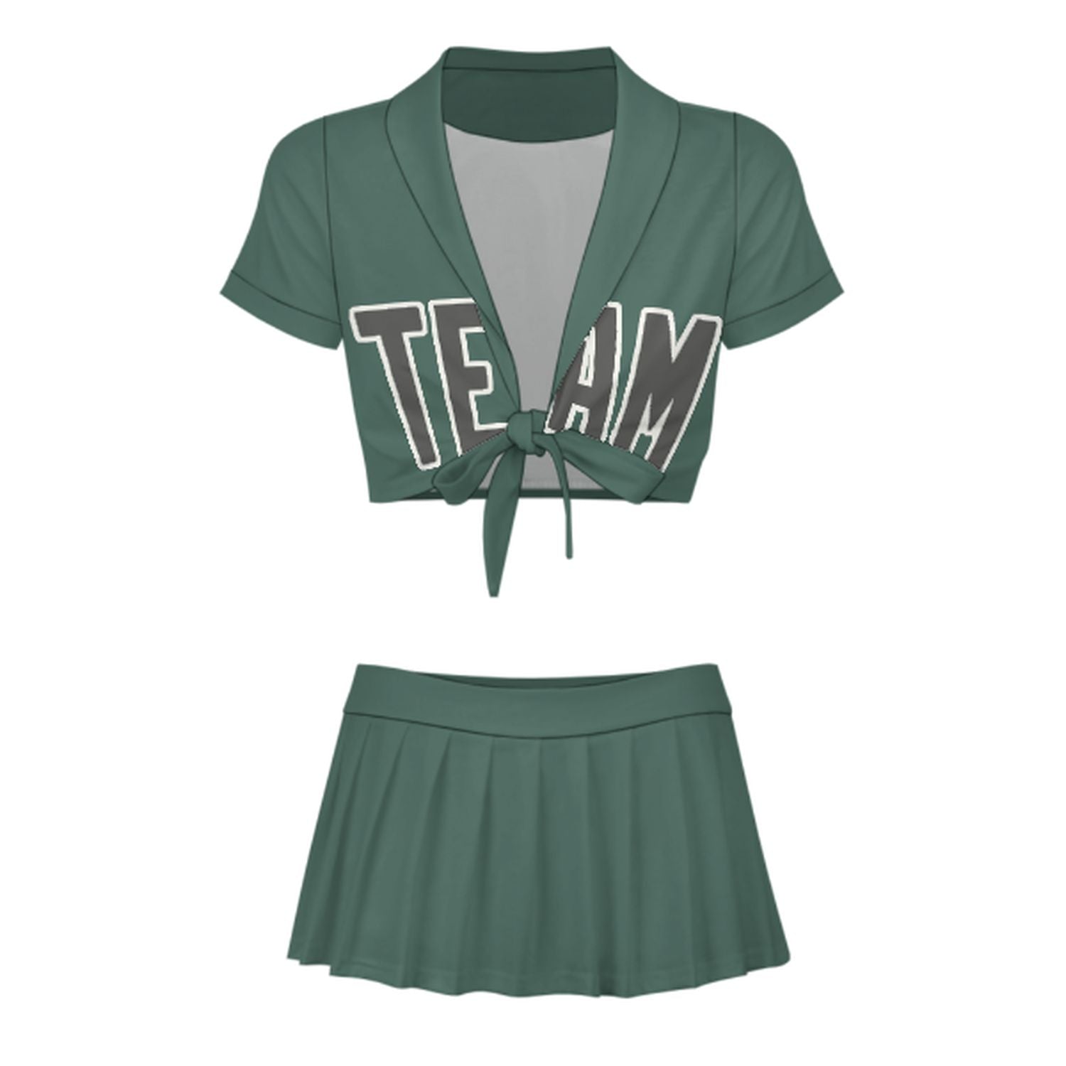 Maßgeschneidertes Blaugrün Dunkelgrau Cheerleader Outfit Set