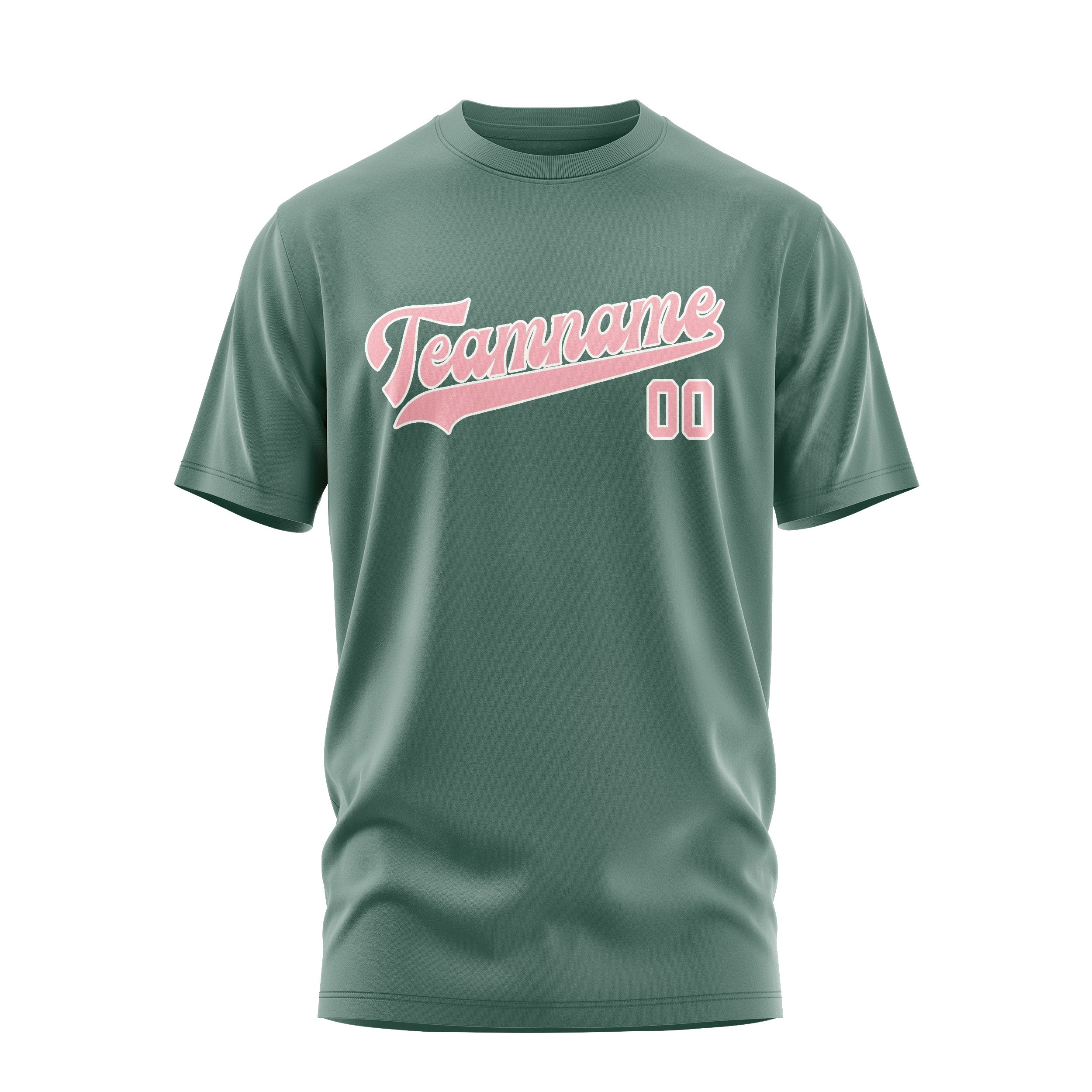 Maßgeschneidertes Blaugrün Rosa T-Shirt