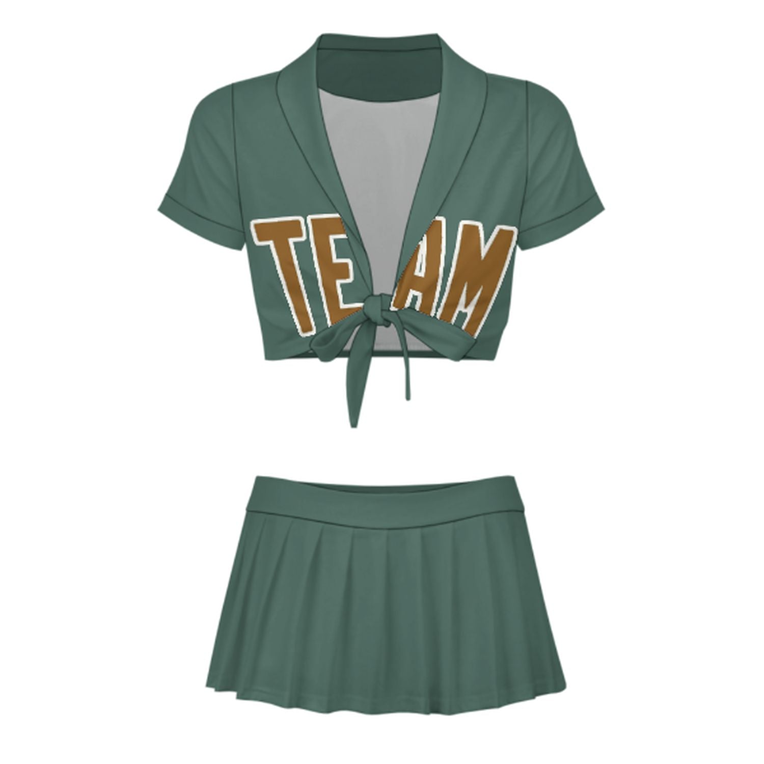 Maßgeschneidertes Blaugrün Khaki Cheerleader Outfit Set