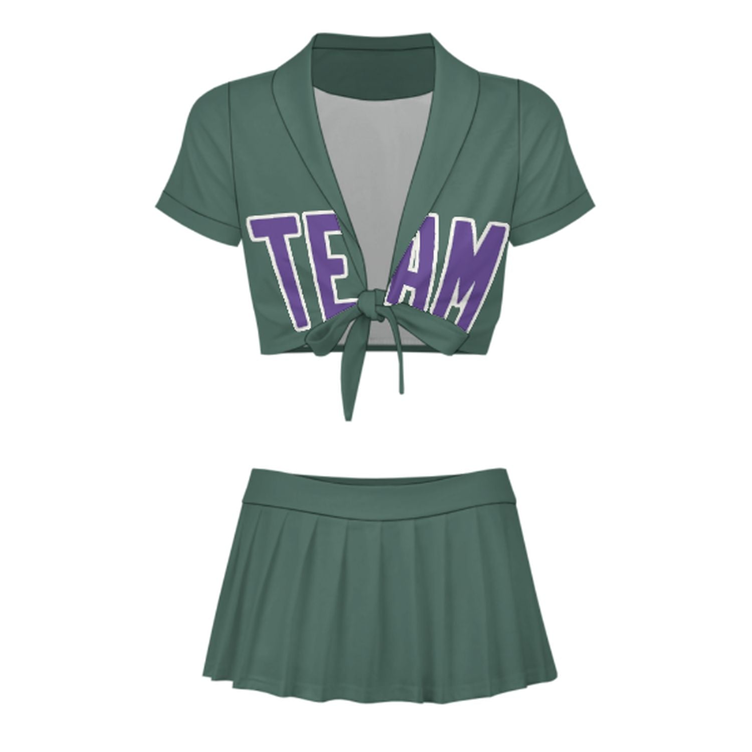 Maßgeschneidertes Blaugrün Lavendel Cheerleader Outfit Set