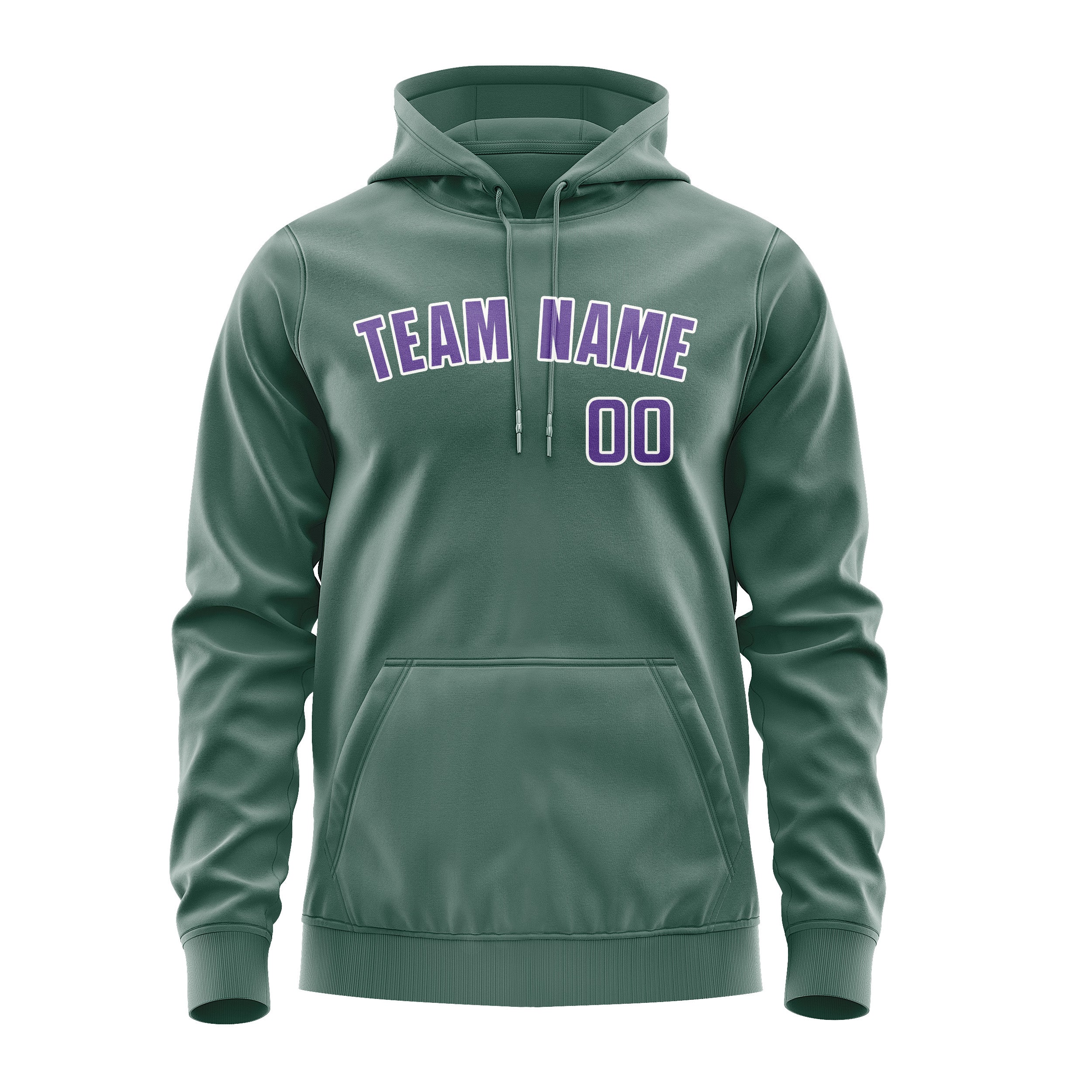 Felpa con cappuccio personalizzata color verde acqua e lavanda
