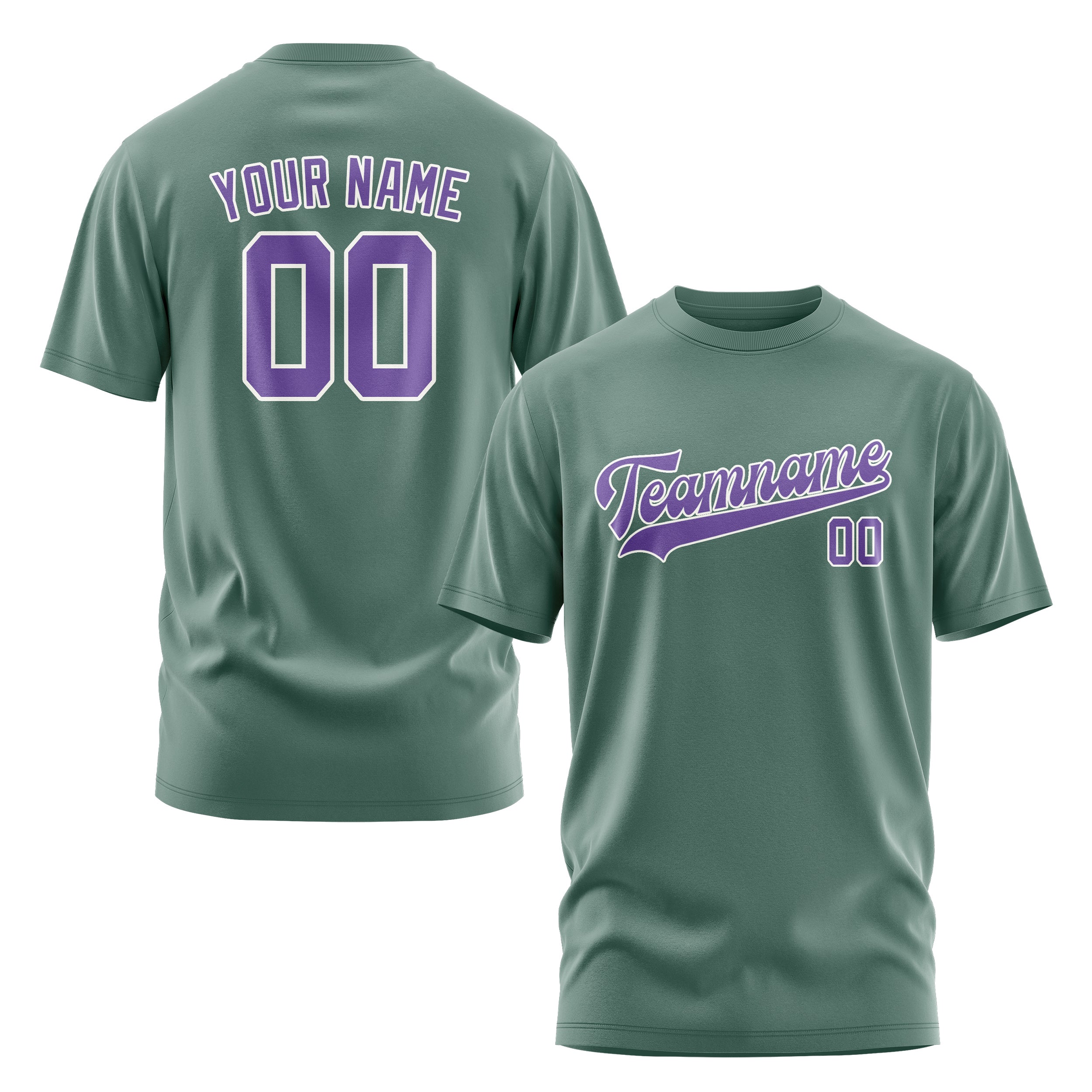 Maßgeschneidertes Blaugrün Lavendel T-Shirt
