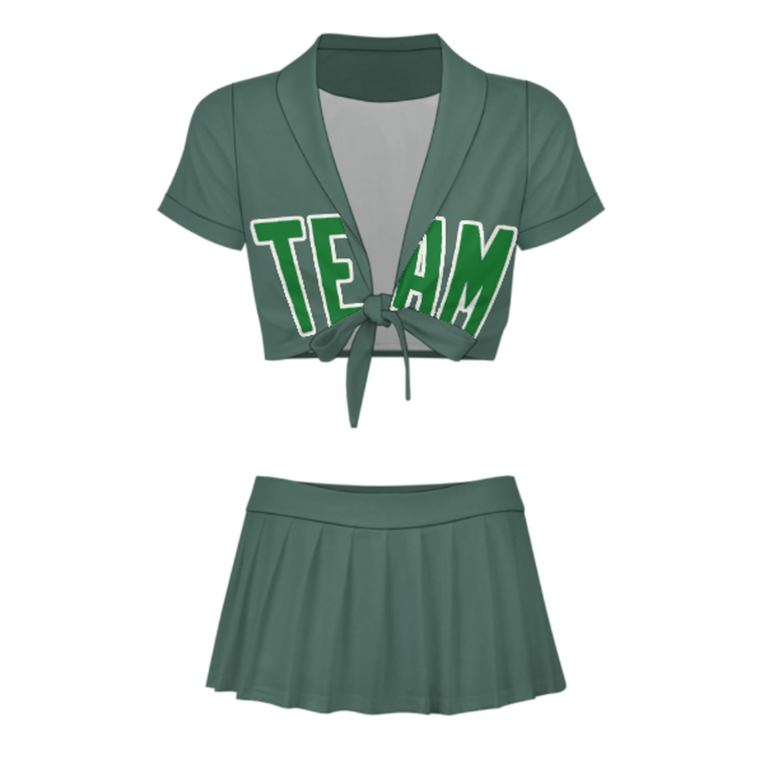Maßgeschneidertes Blaugrün Smaragdgrün Cheerleader Outfit Set