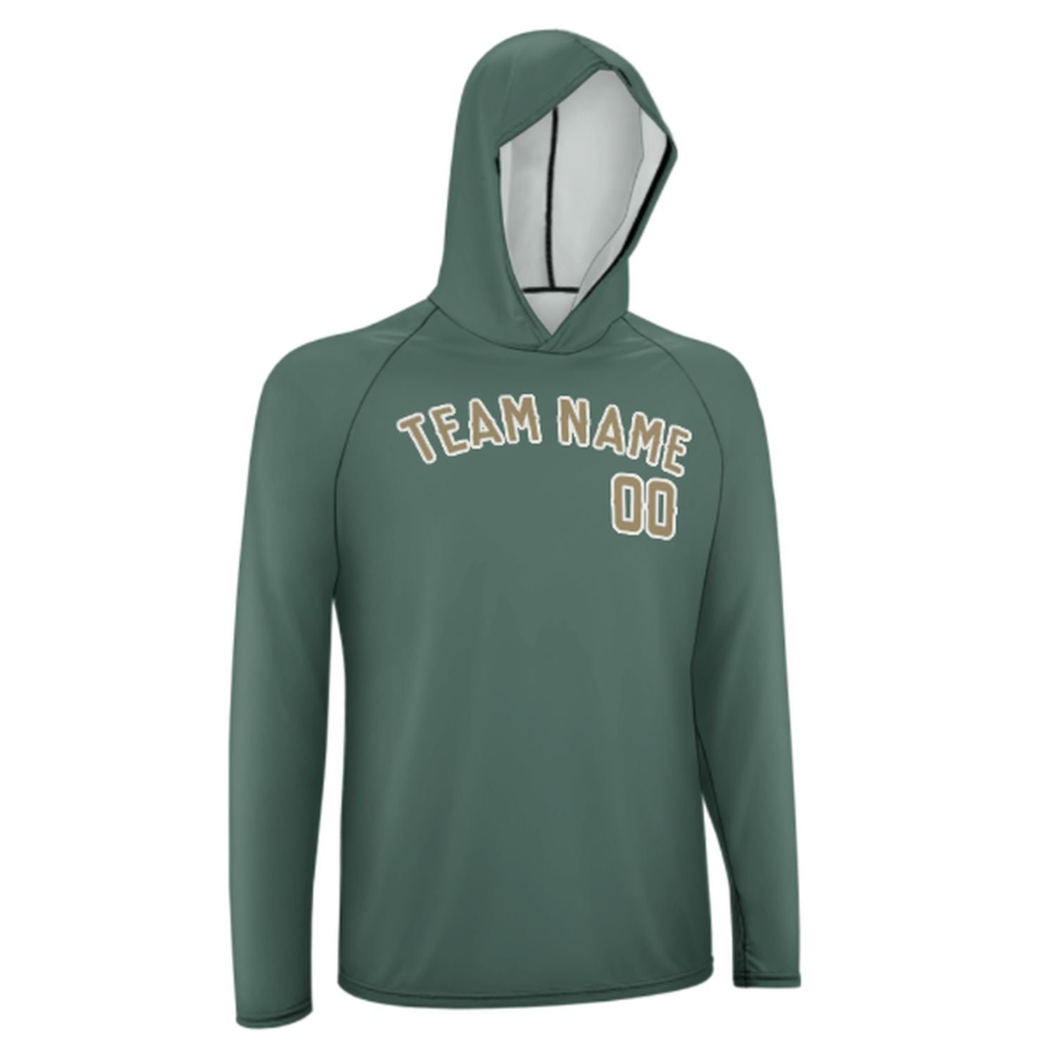 Na míru na míru modro-zelené Hellkhaki UV-Hoodie