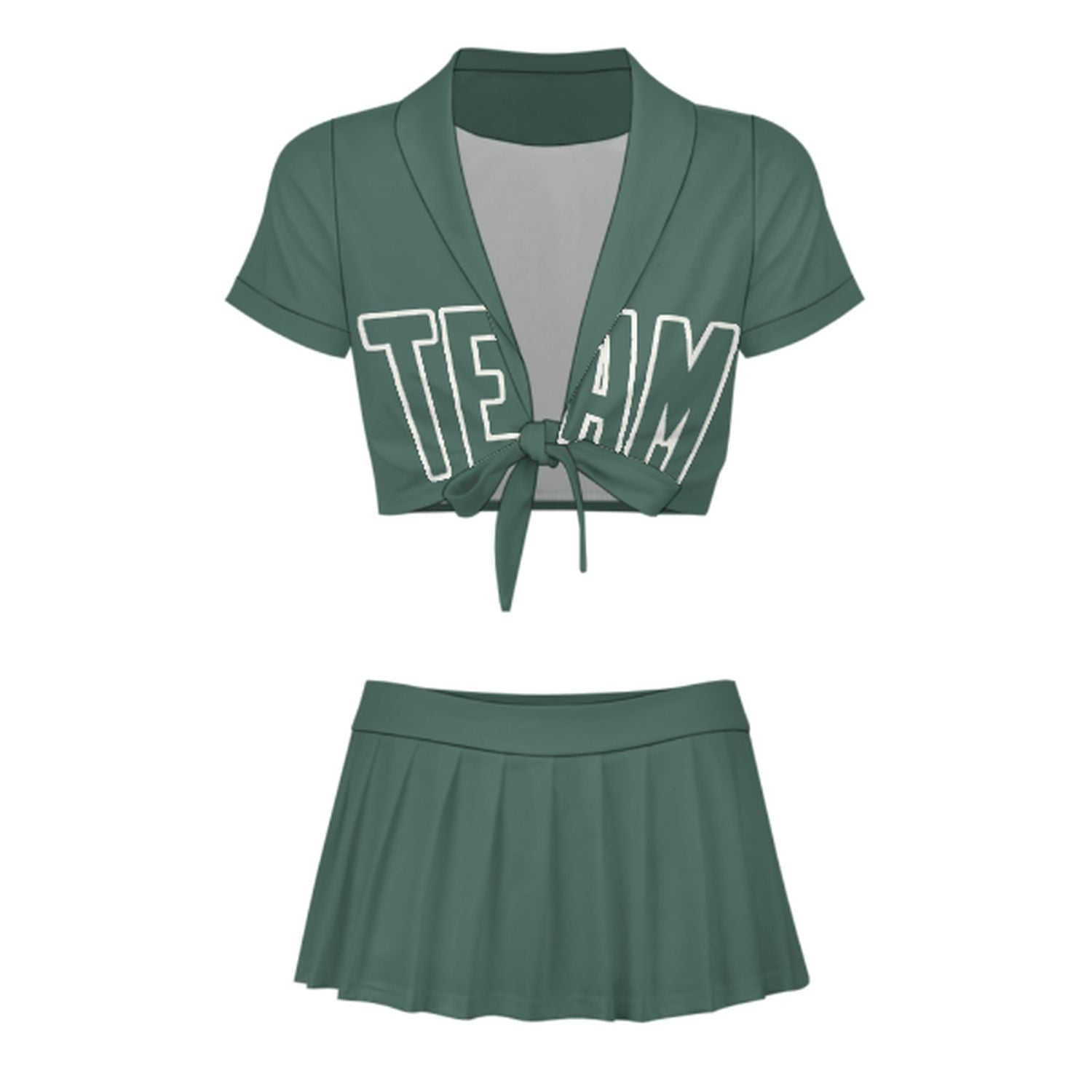Maßgeschneidertes Blaugrün Blaugrün Cheerleader Outfit Set