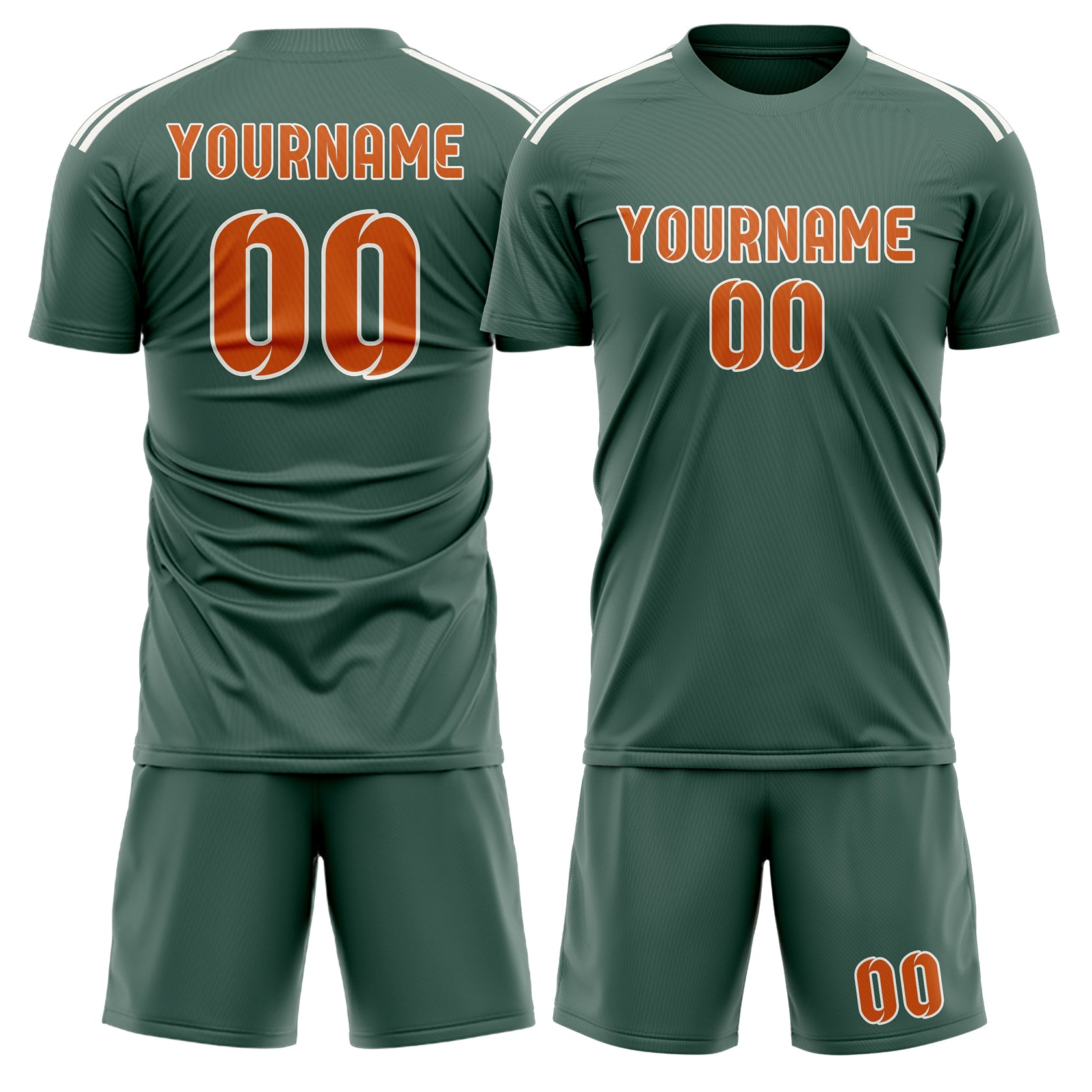 Maßgeschneidertes Professionelles Blaugrün Orange Fußballtrikot-Set