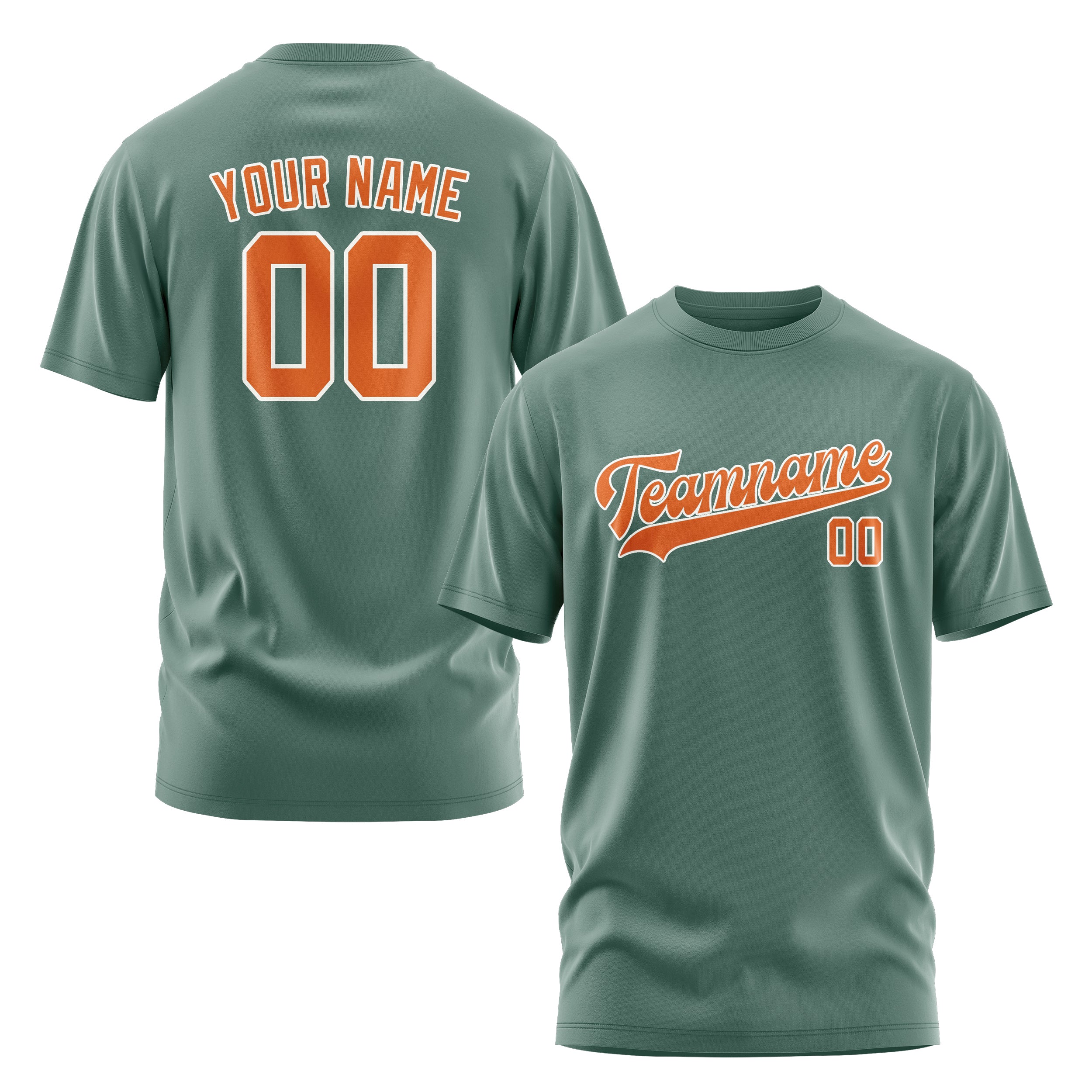 Maßgeschneidertes Blaugrün Orange T-Shirt
