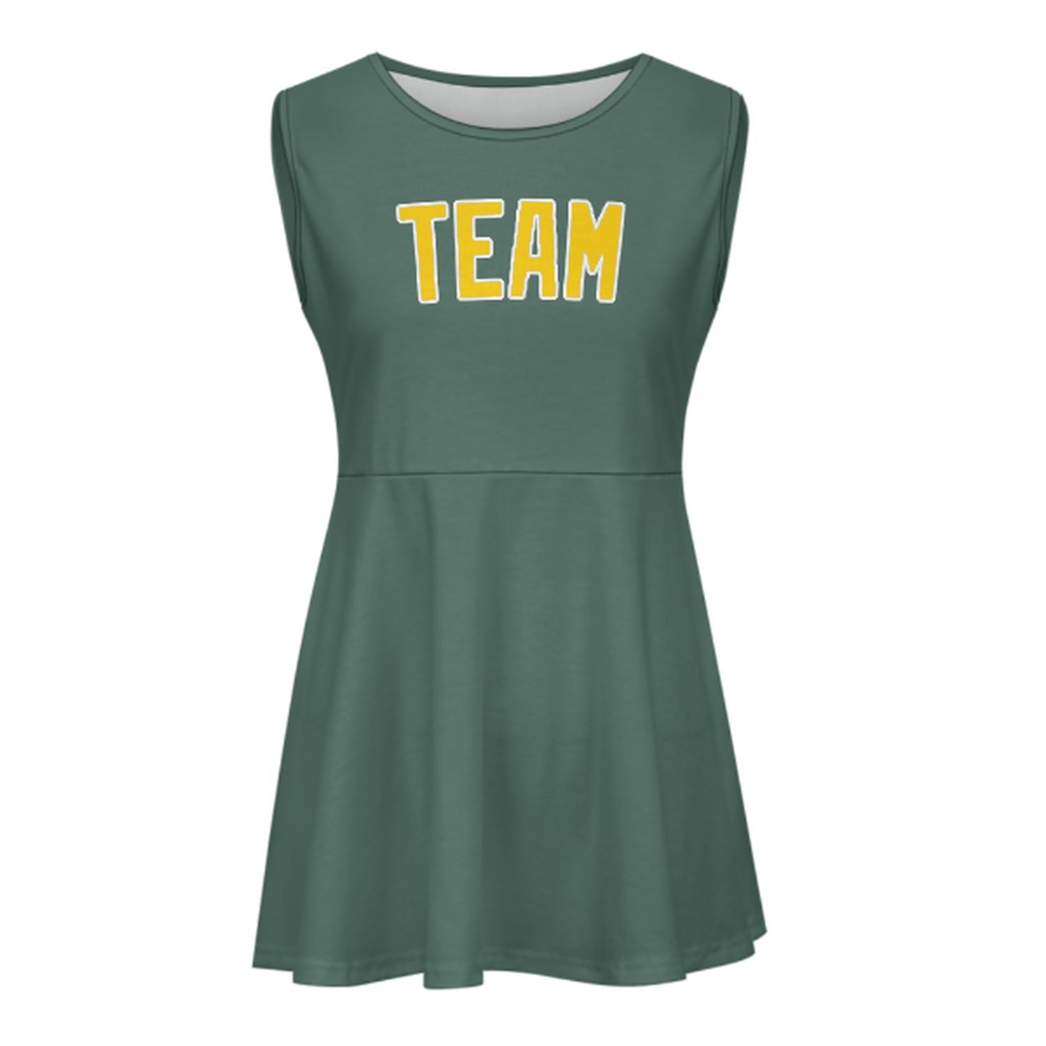 Abito da cheerleader personalizzato color verde acqua e oro
