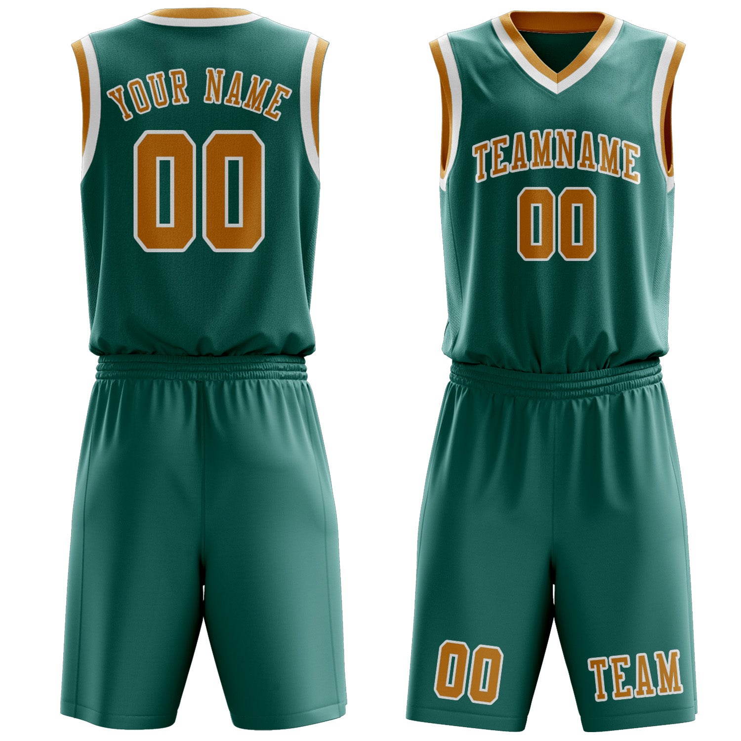 Benutzerdefiniertes Professionelles Blaugrün Gelb Basketballtrikot-Set
