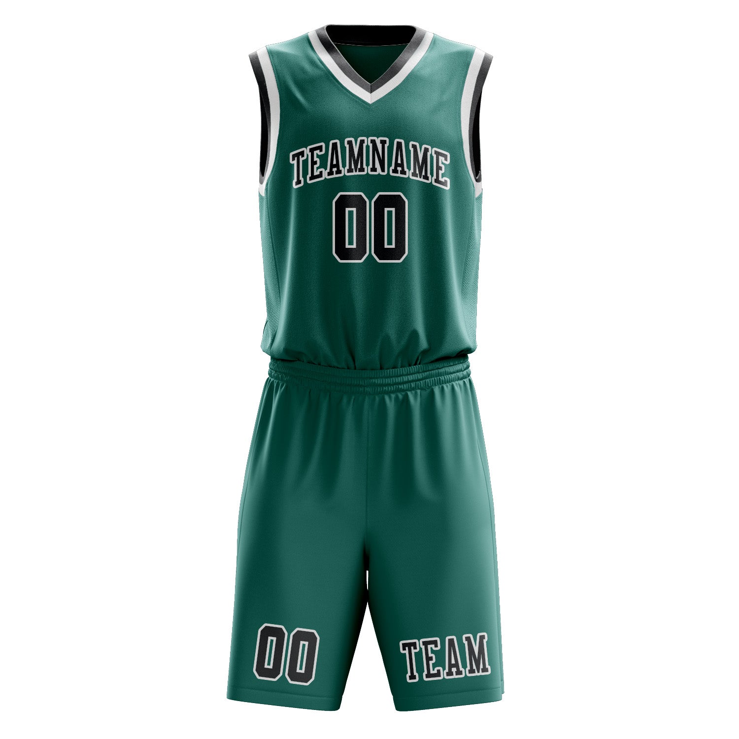 Benutzerdefiniertes Professionelles Blaugrün Dunkelgrau Basketballtrikot-Set